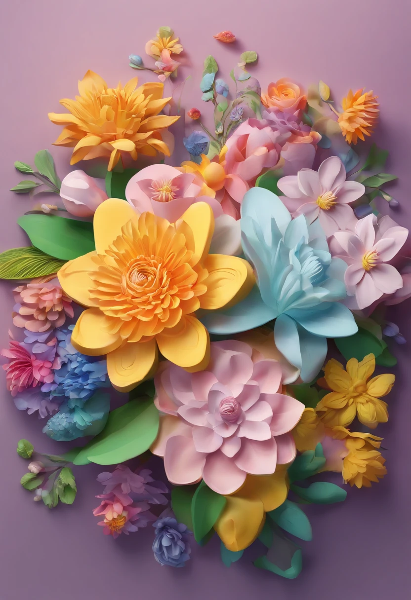 Digital art detailed for the best masterpieces, Highest Quality, with sparkling delicate yellow and pink dahlia flowers with elegant leaves,、Flowers against the background of colorful diamonds, Graceful stems, And delicate, And elegant, flowey, Glittering petals, flowercore, surrounded flower, Radiant magic representing flowers, Beautiful animations, 16k race bright flowers, Beautiful Art U Hard Disk 4k, Detailed Painting in 4K, Beautiful flowers and crystals, Luminous flowers, huge flower, light bloom, full bloom, Glowing flowers with bloom ether effect, Magic colorful flowers with flower pieces in the middle of the garden, floral environment, Beautiful Art U Hard Disk 4k, magical flowers, Flower explosion, Beautiful digital painting detailed in emergency digital photography, Detailed Painting in 4K, background artwork, Flower explosion, Floral flower color, highly-detailed digital painting, Appeared in 4K, Best Quality, hight resolution, 1080p, hard disk, 4K, 8K