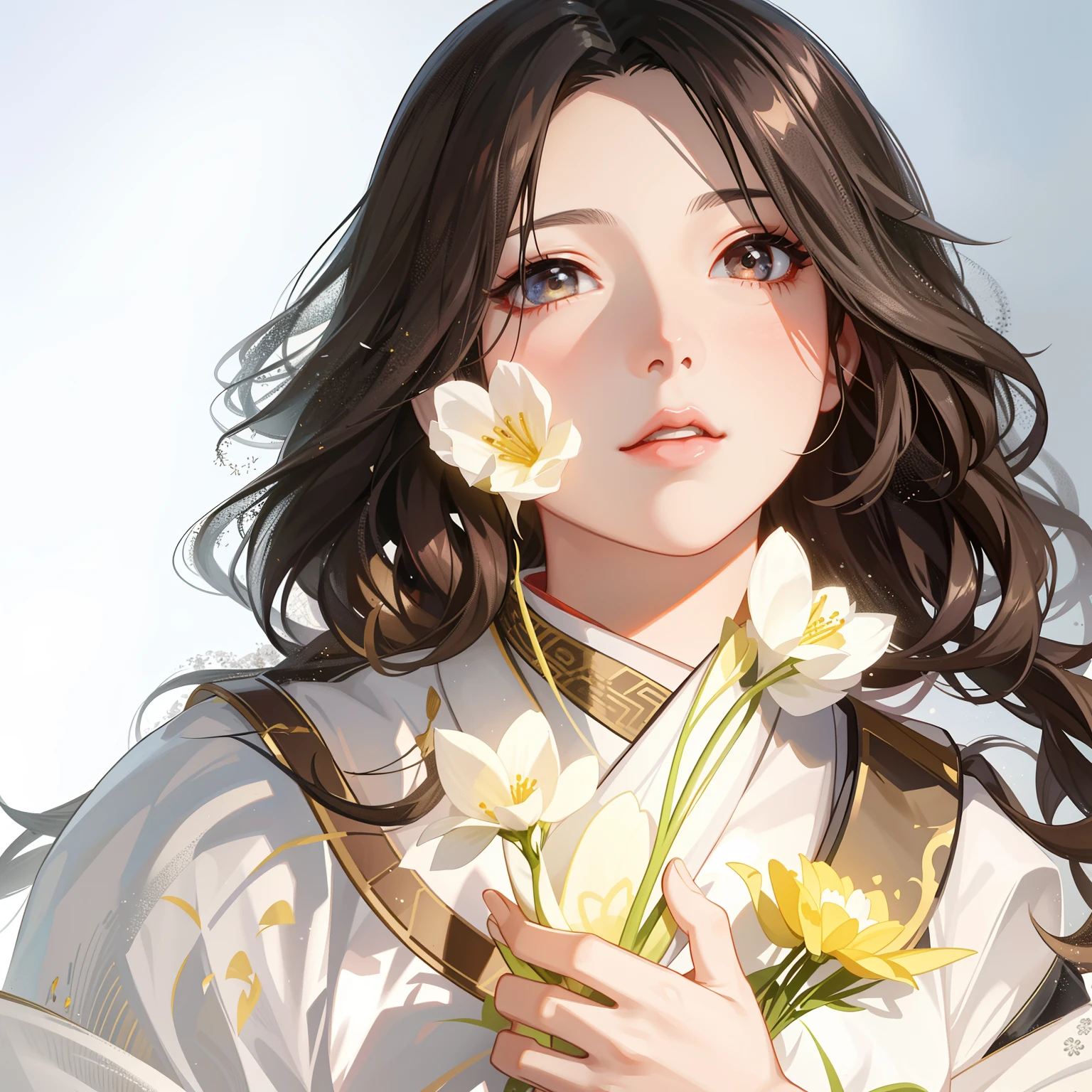 1girl, (hanfu), glowing, sidelighting, wallpaper,