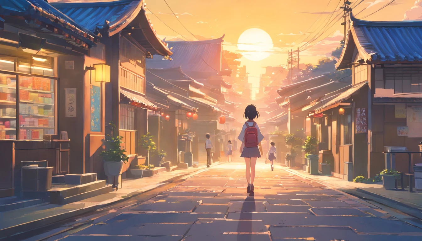 Chinese ink style，Hyper-detailing，comic strip，China-style，pupils，school ground，libraryai，highly detailed surreal vfx，eventide，super-fine，ultra - detailed，high qulity，8K ，oc rendered，dynamic viewing angle