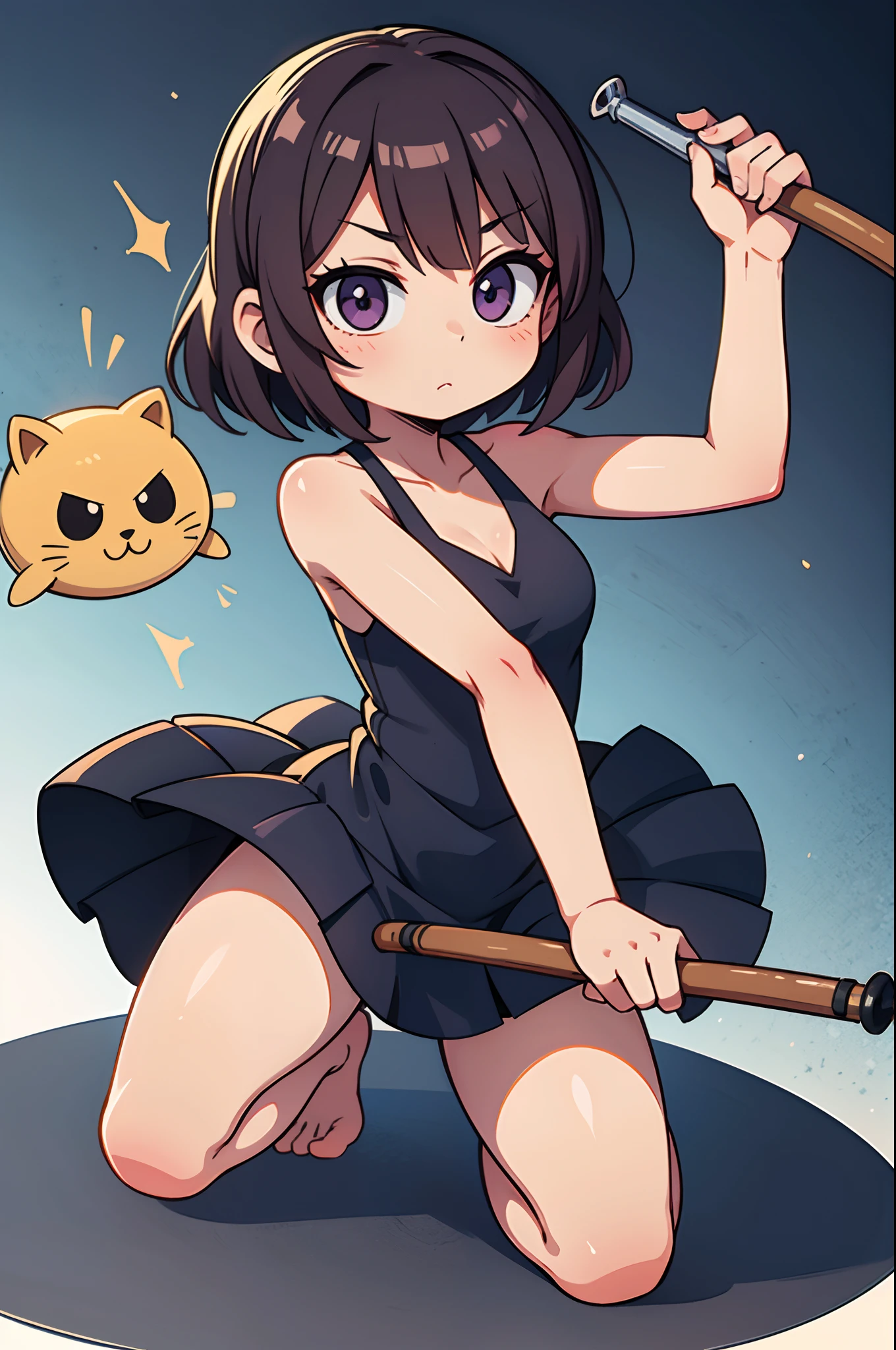 Woman with weapon coming out of body、kawaii、A magic circle appeared above my head and at my feet.、