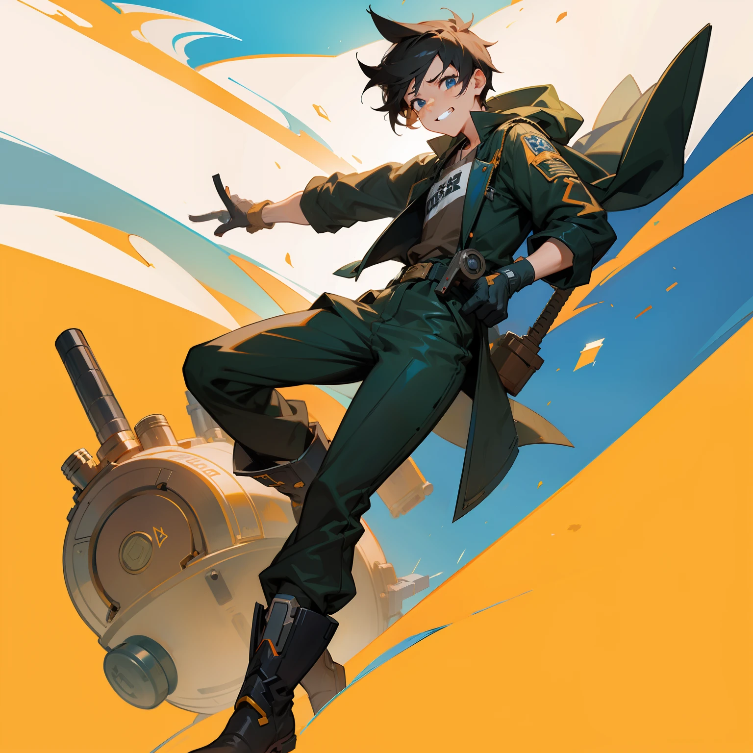 With weapons、tools、Repair the machine
