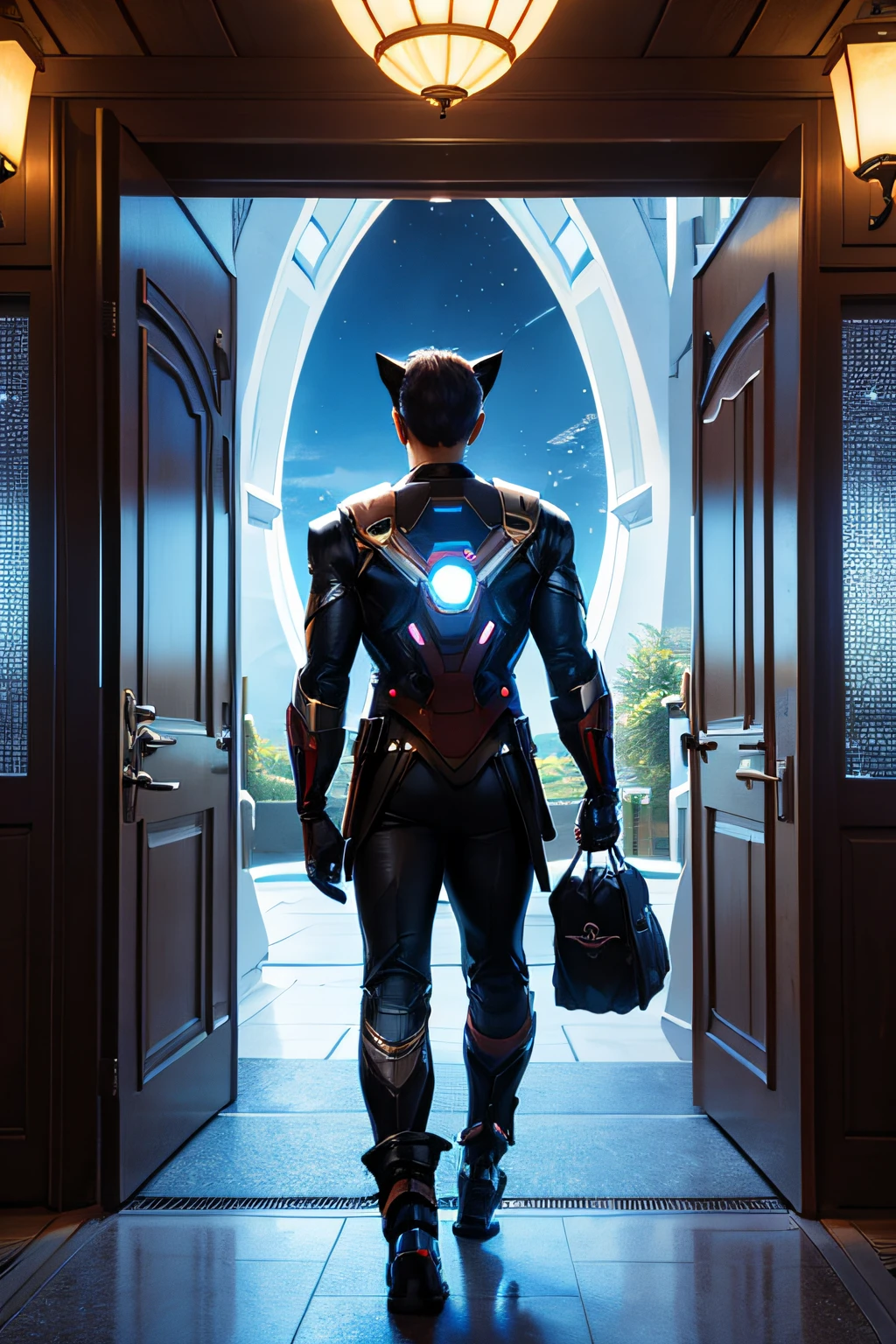 epcot,Open the door to technology,A magical world door,Universal bag for robot cats,3D,k hd,streamline,ultra-modern,mechanical sense,Marvel's Avengers,Technologie,Go into the distance