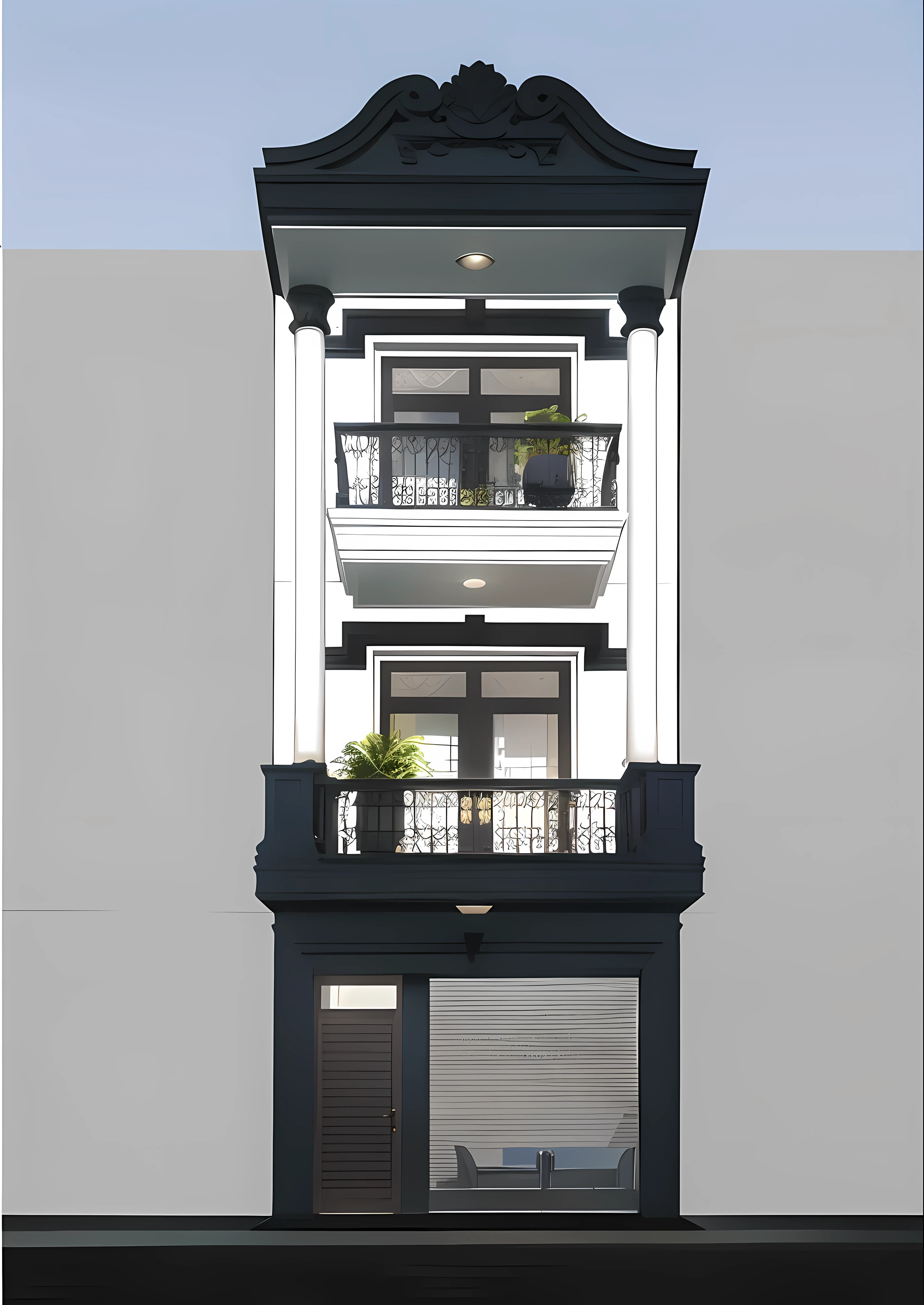Transparent light for the house, semi-classical architectural style house