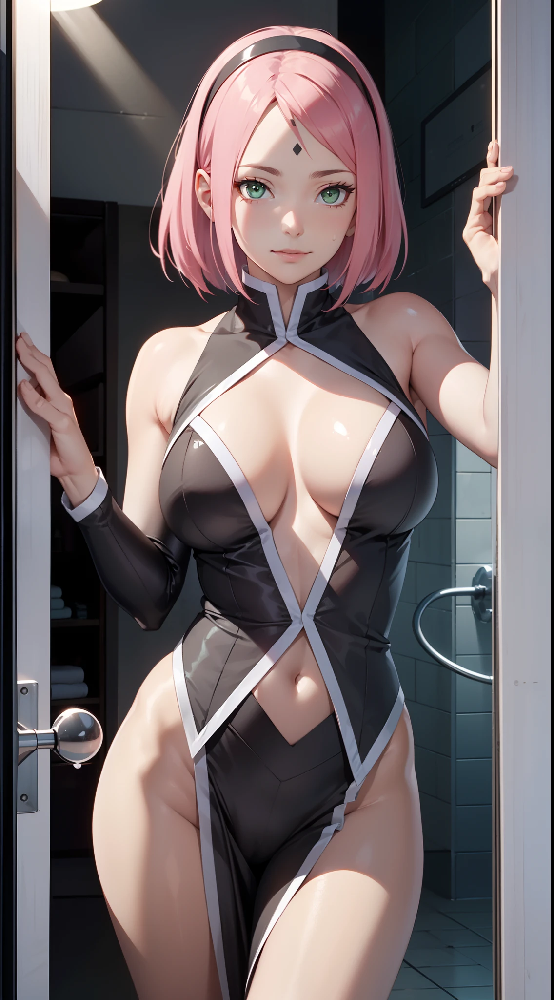 ,Kirschblütenwald, (Hohe Detailgenauigkeit:1 1), Raues Gesicht, natural skin, High quality, NSFW, Naruto Sakura,Ein rosahaariger,kurzes, detailliertes Haar,green eyes,(big boobs:1.2),(Schulterfreie Kleidung:1.5),Auslaufen aus der Schulter,(smil:1.2),Rot im Gesicht sein,(Spaltung:1.4),sexy Figur,Perfect body,gorgeous eyes, (detailliertes Gesicht und Augen), (Das Gesicht: 1 2), Noises,extra, Echtes Foto, ..................PSD, Lampenfilm-Fotografie, Scharfer Fokus, Kontrastreiche Beleuchtung, Empfindliche Haut, High Resolution 8K, Wahnsinnige Details, realistisch, Professionelles Fotoshooting, 8K UHD, Spiegelreflexkamera, Sanfte Beleuchtung, High quality, filmgrain, Fujifilm XT3,Zauberei,Partikel-FX,nudity,,show breasts,show ,,bathroom, soaked in sweat