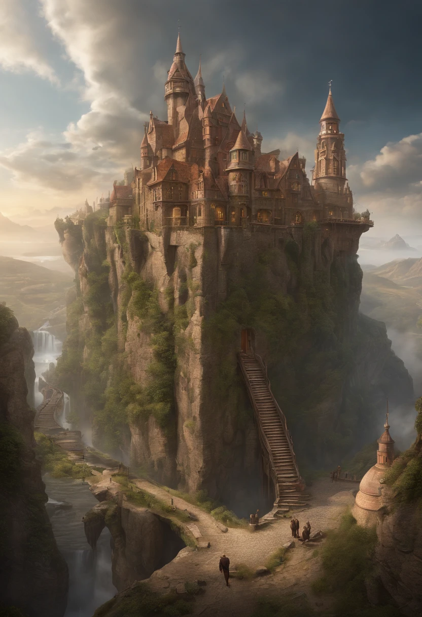 Fantasy Art, ultra wide-shot, Painting, Detailed , deviantart, contest winner, Concept art, , tim hildebrandt, Fantasy, ((((Steampunk City)))) , , Night time , , fantastic realism, art stations ,, Style of Adrianus Eversen ,Not aesthetic architecture, Movie Still,Greg Rutkowski, Creates a landscape reminiscent of an Inception movie, A place where reality becomes a labyrinth of changing architecture and gravity-defying landscapes. Embrace the surreal and mind-bending nature of the concept, Create a scene that challenges perception. Using intricate details and dynamic design、Immerse the viewer in a world where the laws of physics are rewritten. Depicts the sense of awe and disorientation evoked by the Inception film.Minced meat