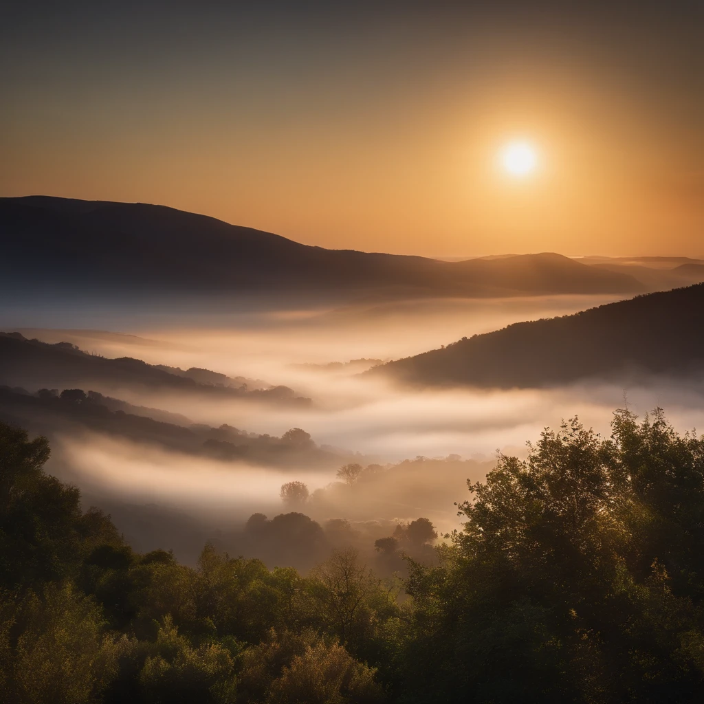 sunraise, suns, beam of light, hilltop, Cloud fog, UHD, retina, masterpiece, ccurate, super detail, high details, high quality, award winning, best quality, highres, 16k