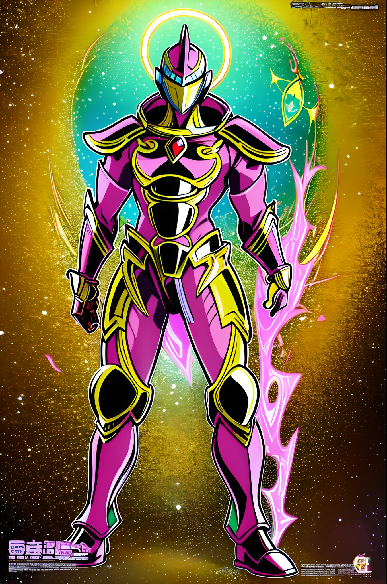 sentai ,, standing solo, weird, bizzare, angelic, divine, aura, celest, male, armor, knight,, full body