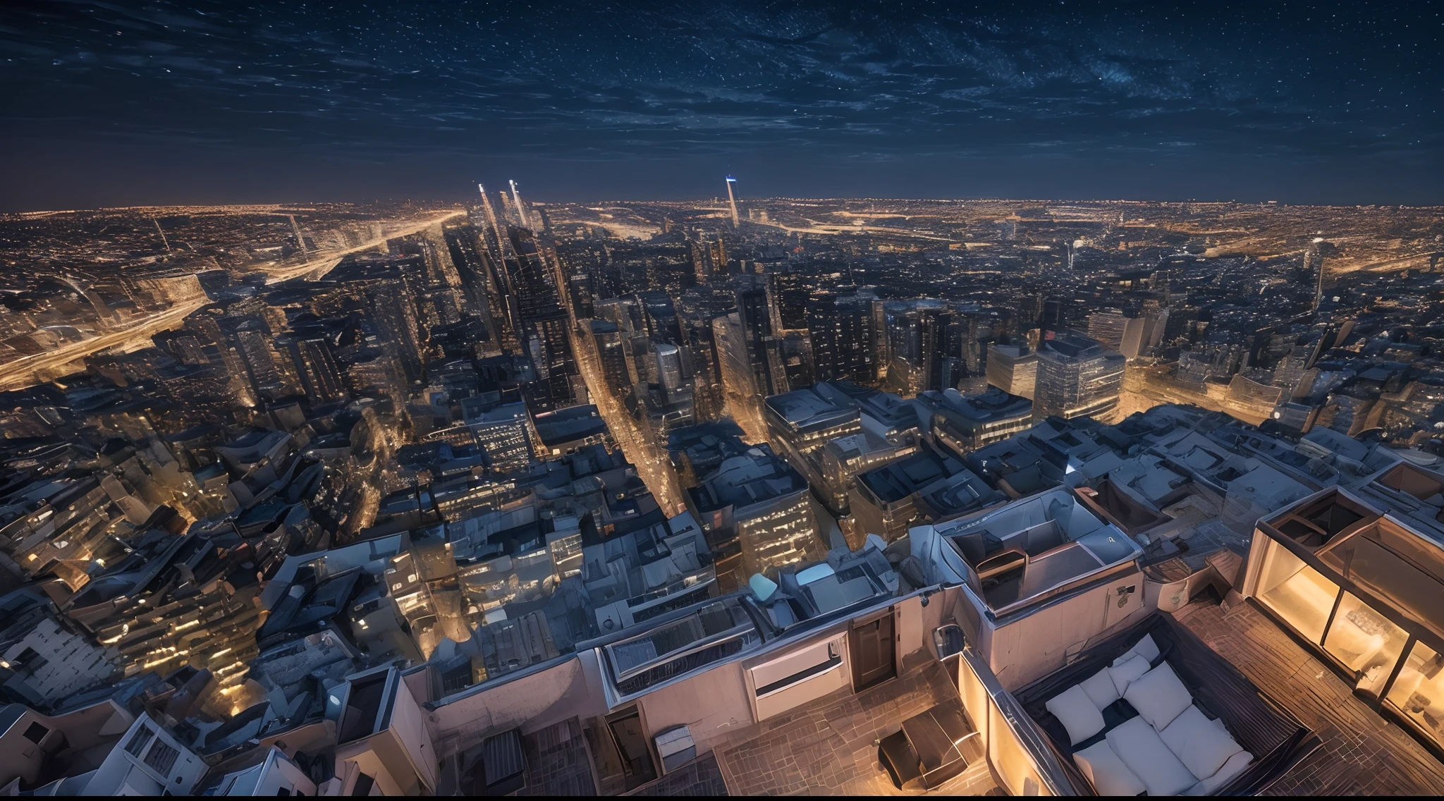 ((midynight、top-quality、8K、tmasterpiece:1.3)), ((night cityscape、on the rooftop:1.3)),