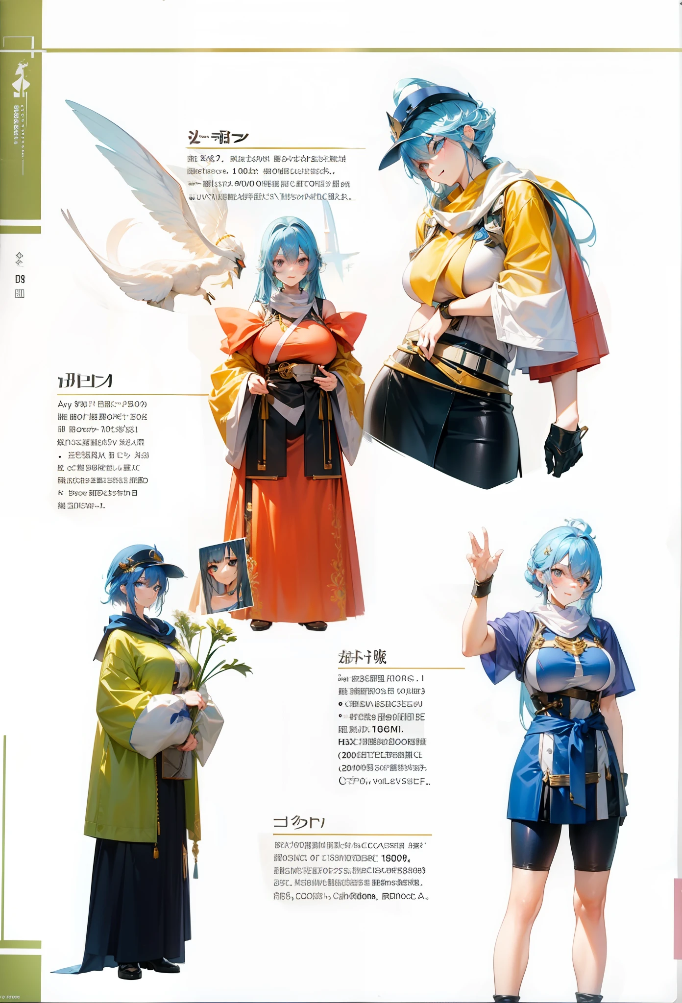 blue hair,ssmile,hentail realism, shadowing,,character sheets, reference sheet, Standing painting, 8K, Super detail, 1080p, Women's HD,Slim,femele, 16k, A high resolution, Best quality, High quality, Anatomically correct, Masterpiece, ccurate, hyper HD,As graceful as a swan,unreal-engine, Ghibli-like colors, anime big breast, Standing painting, angle of view,Mecha girl,Yarn skirt,ssee-through,