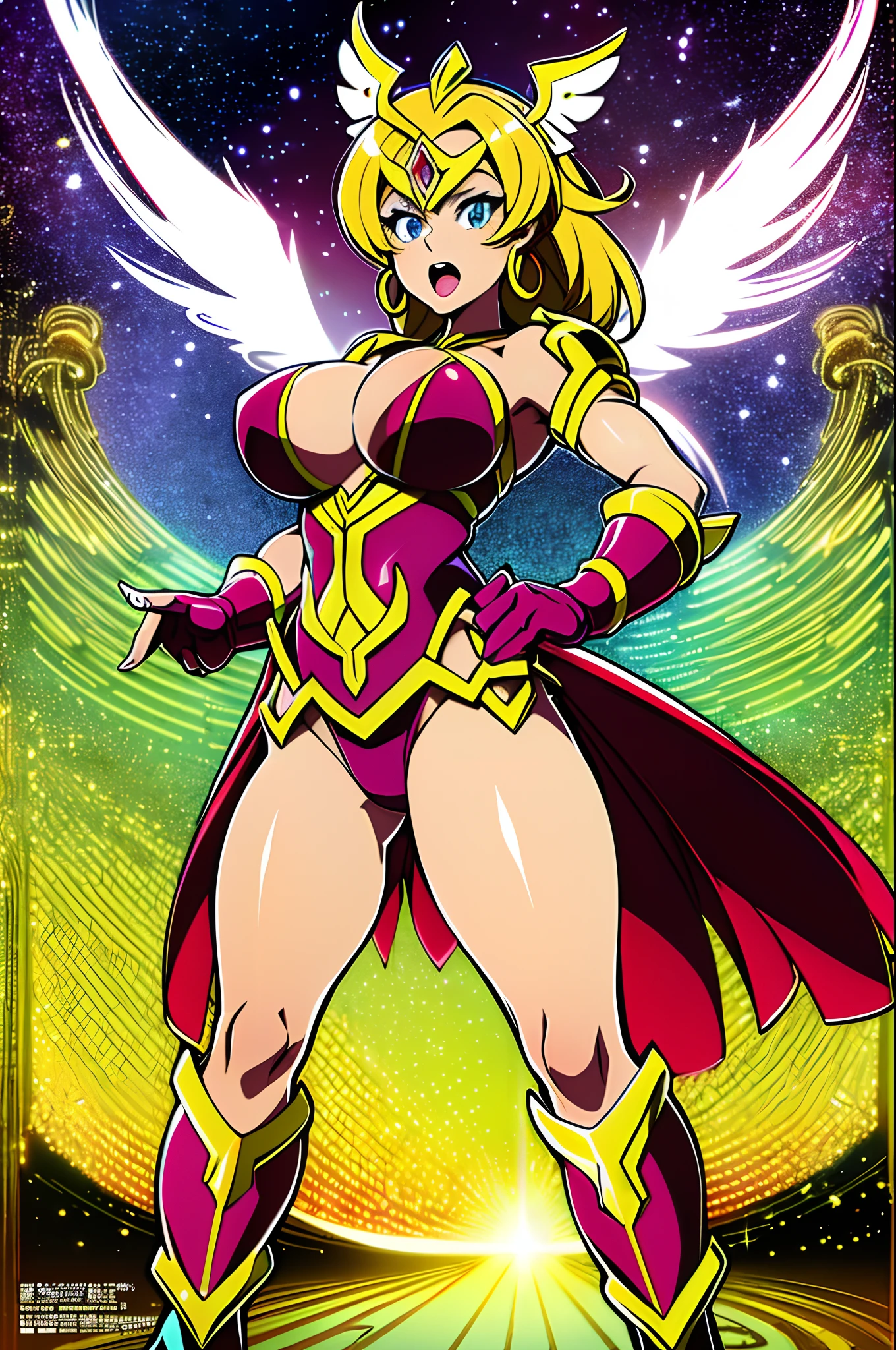 sentai ,, standing solo, weird, bizzare, angelic, divine, aura, celest, female, big breast, full body