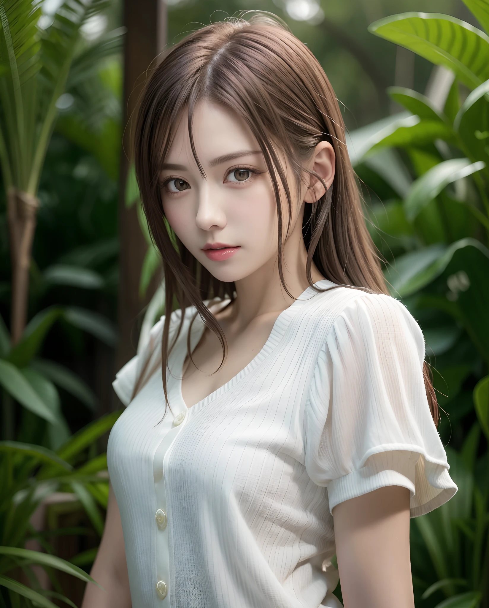 Pretty women, in a white shirt, Upper Full Body Portrait, Perfect face and nice perfect face, Surreal concept, 8K resolution, photographic quality, Posing for a photo, photographrealistic,