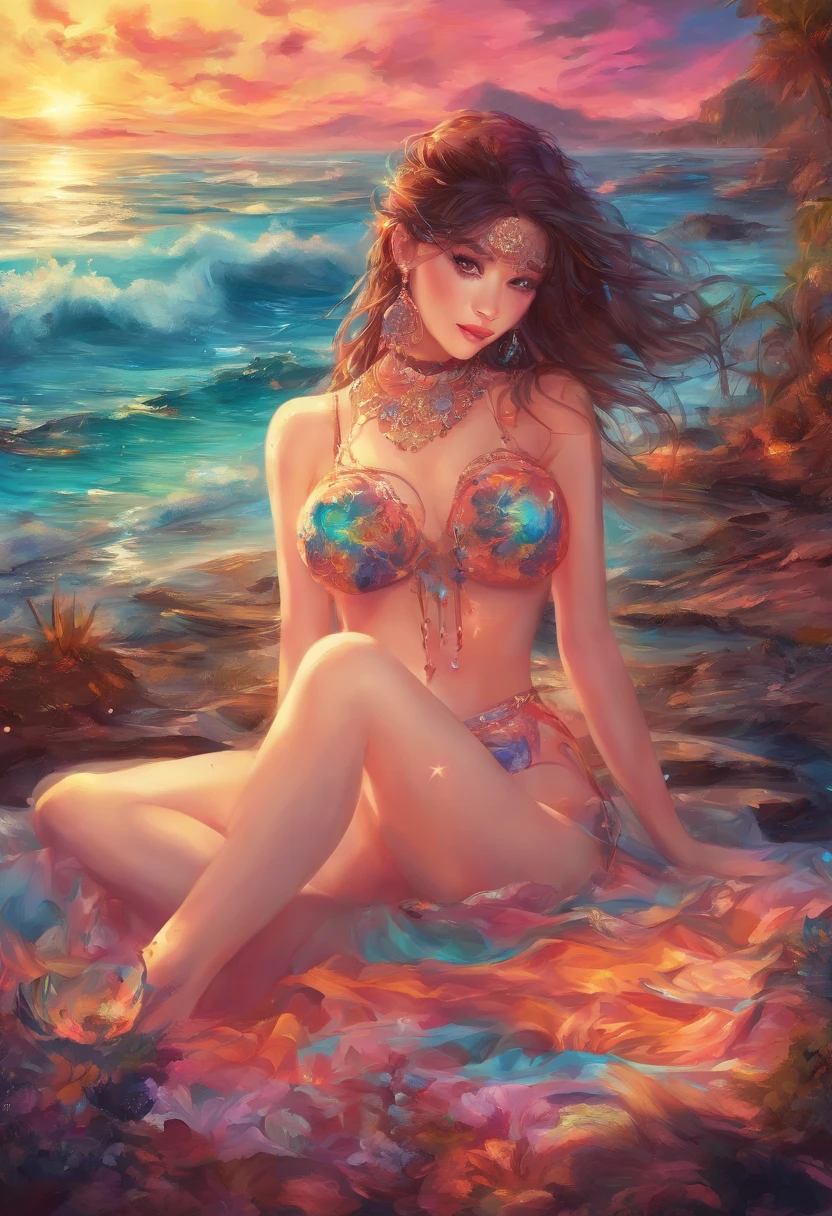 beachside,the night,The girl was lying down,shirt,earring,short jeans pants,Large breasts, Wet skin,Shiny skin,, ,Socks above the thigh,view the viewer,skin tight,solofocus,Naughty face,