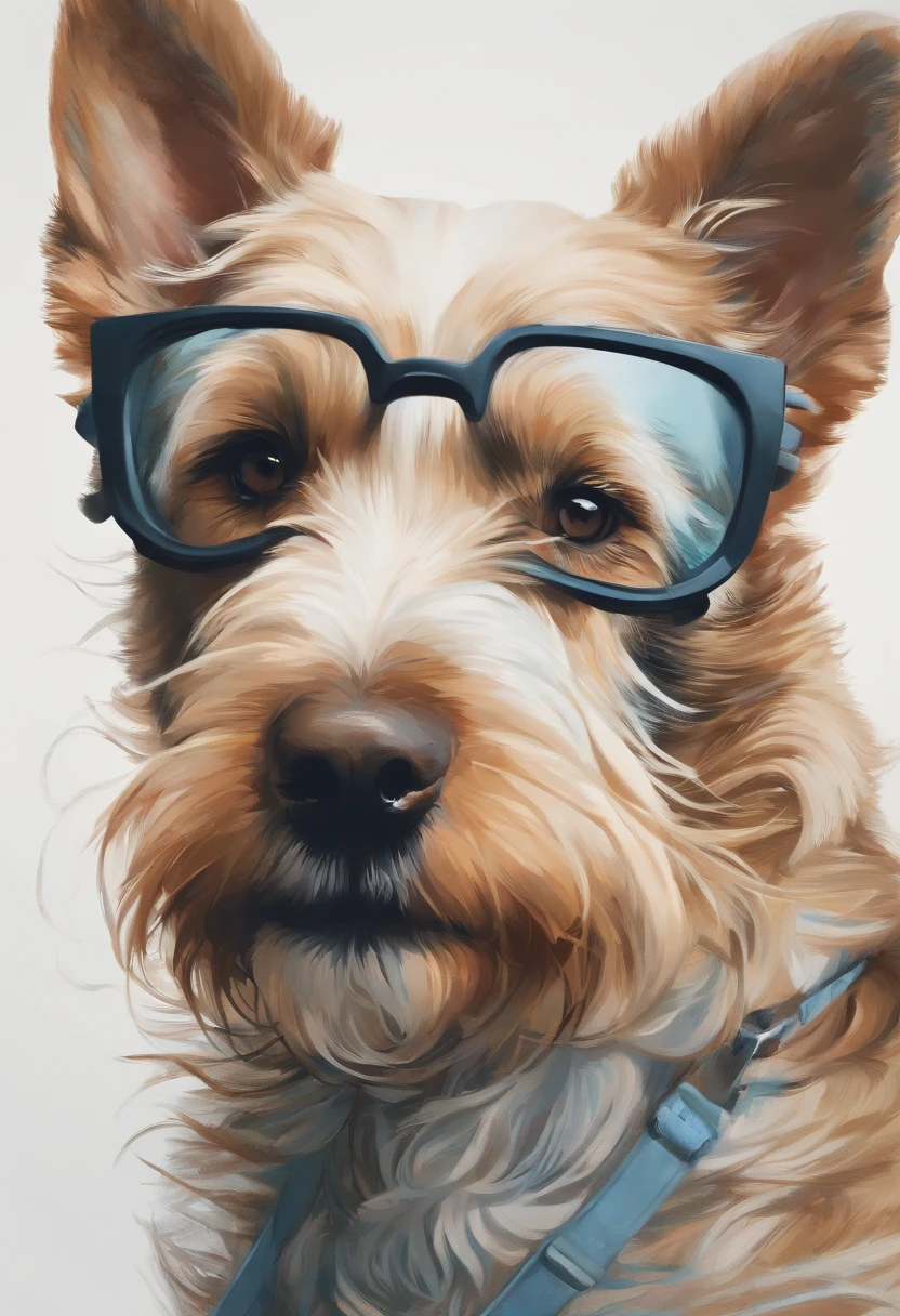 Centrado perfecto, Lindo perro bebe, Use una chaqueta del equipo estudiantil, usar gafas de sol, Usar auriculares, cheerfulness, standing up position, Belleza abstracta, centrado, Looking at the camera, in front of camera, nearing perfection, dynamic, Altamente detallado, Suave, foco nítido, 8k, high-definition resolution, 插圖, arte de Carne Griffiths y Wadim Kashin, fondo blanco