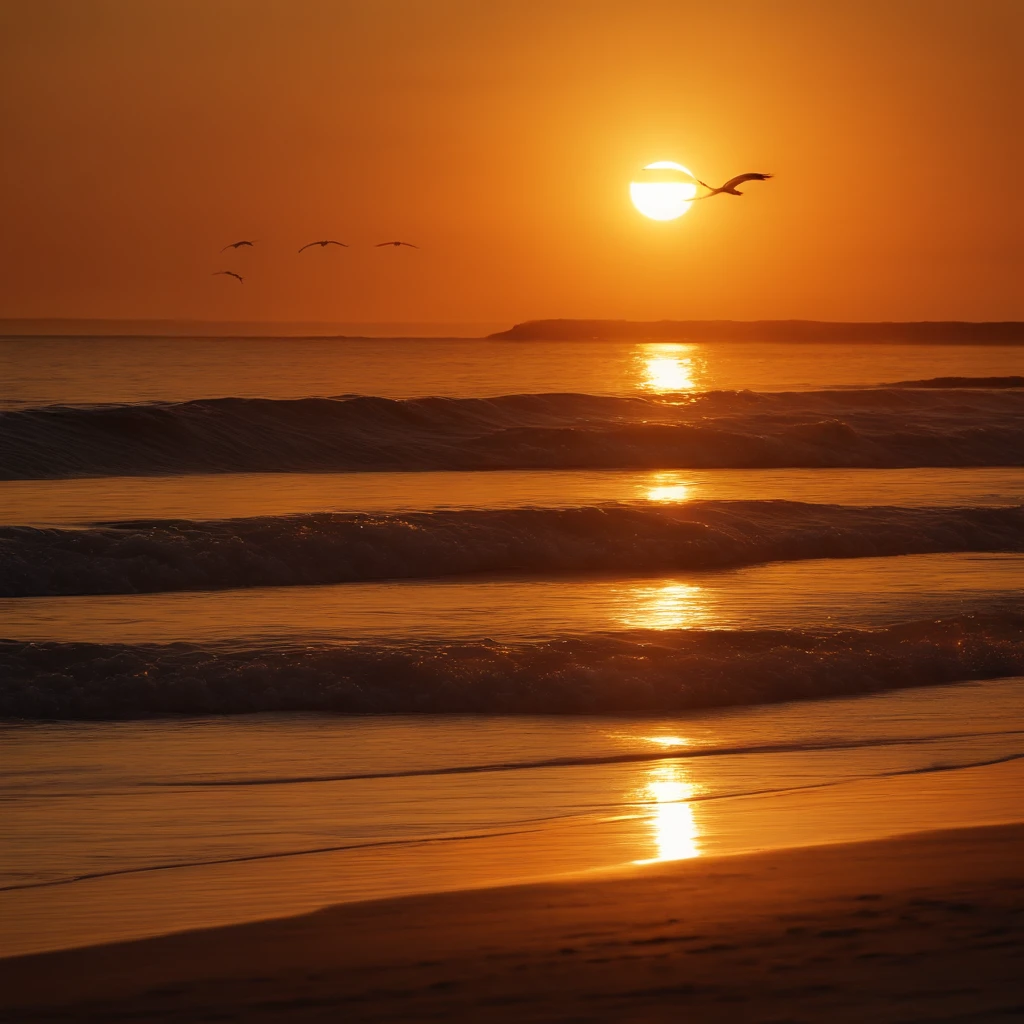 sunraise, suns, beam of light, Sunrise over the sea, the sea, seagulls, UHD, retina, masterpiece, ccurate, super detail, high details, high quality, award winning, best quality, highres, 16k