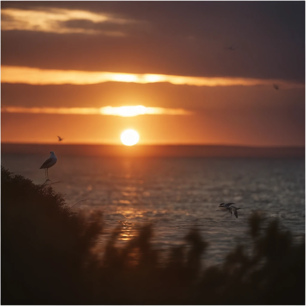 sunraise, suns, beam of light, Sunrise over the sea, the sea, seagulls, UHD, retina, masterpiece, ccurate, super detail, high details, high quality, award winning, best quality, highres, 16k