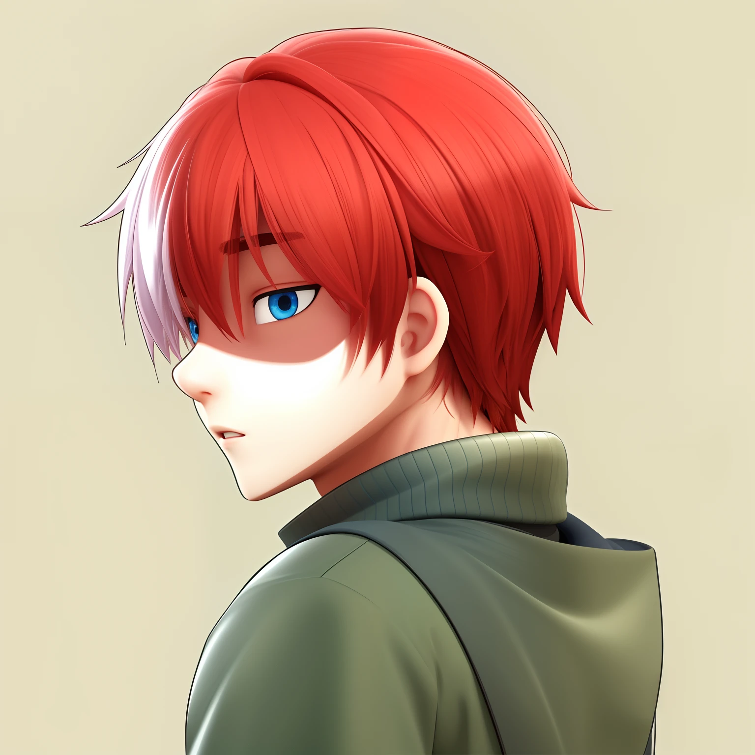 A young man of 17 years old,cute face, boxy face, and blue eyes, 3d cartoon