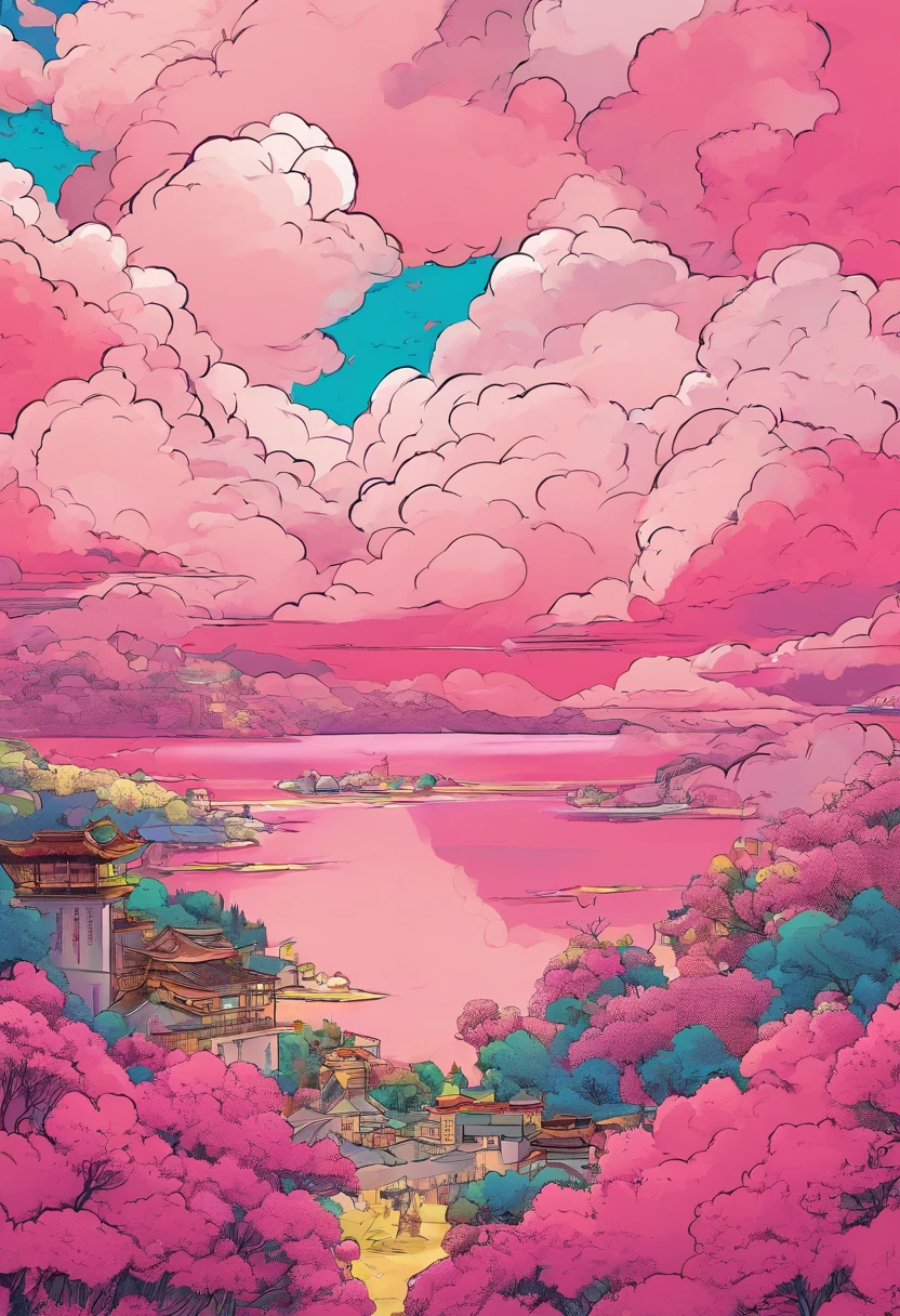 ukiyo-style，Pink clouds