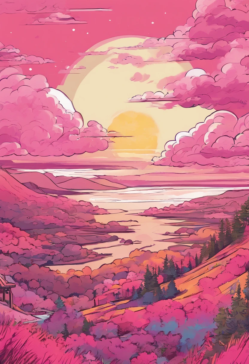 ukiyo-style，Pink clouds