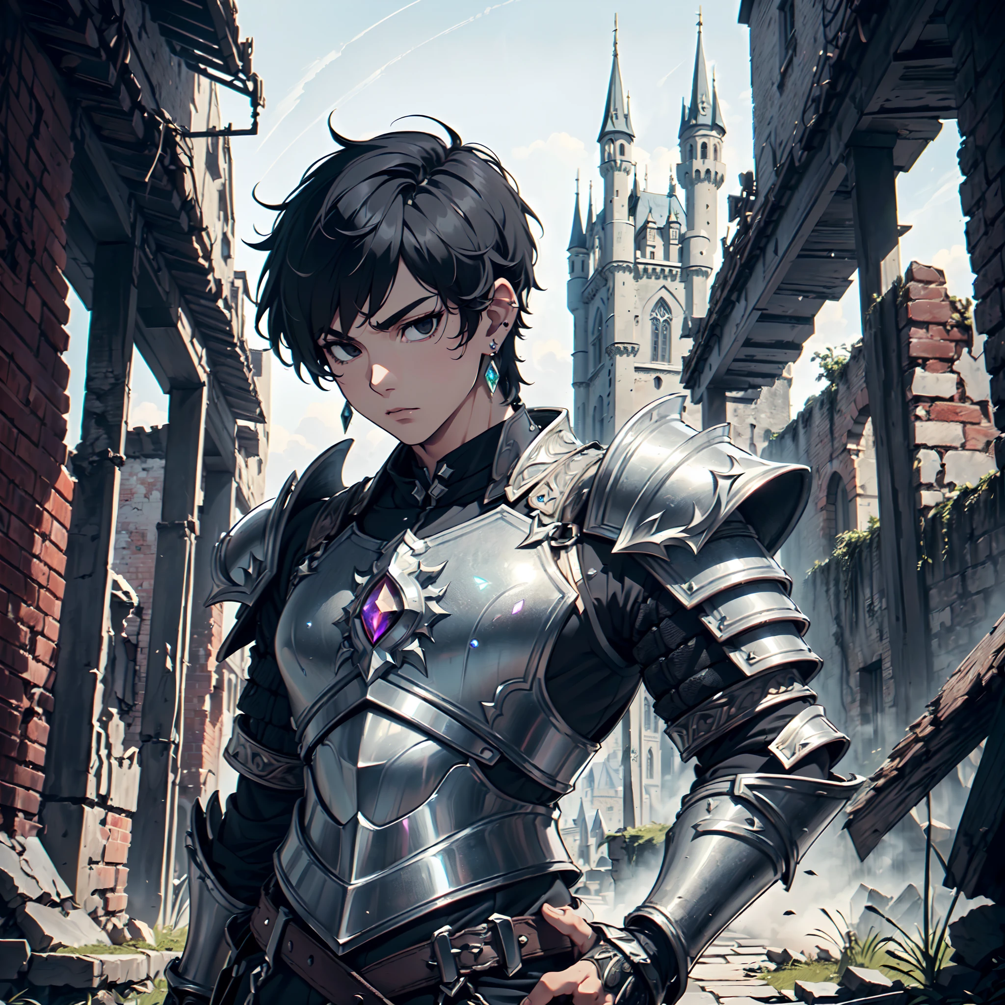 Ultra High Definition,
Ultra High Quality,
Ultra High Resolution,
Best Definition,
Best Quality,
Best Resolution,
Hyper Detailed,
Hyper Definition,
Hyper Quality,
Hyper Resolution,
Perfectly Detailed,
Perfectly Designed,
Masterpiece,
8K,
Body Shot,
Anime,
(((1 Boy))),
(((Handsome))),
(((Hyper Detailed Black Short Hair))),
(((Hyper Detailed Black Eyes))),
(((Hyper Detailed Gem Jeweled Earrings))),
(((Hyper Detailed Armor Plates, Hyper Detailed Cuirass, Hyper Detailed Underclothes, Hyper Detailed Baron Armor))),
(((Castle Ruins Scenery Background))),