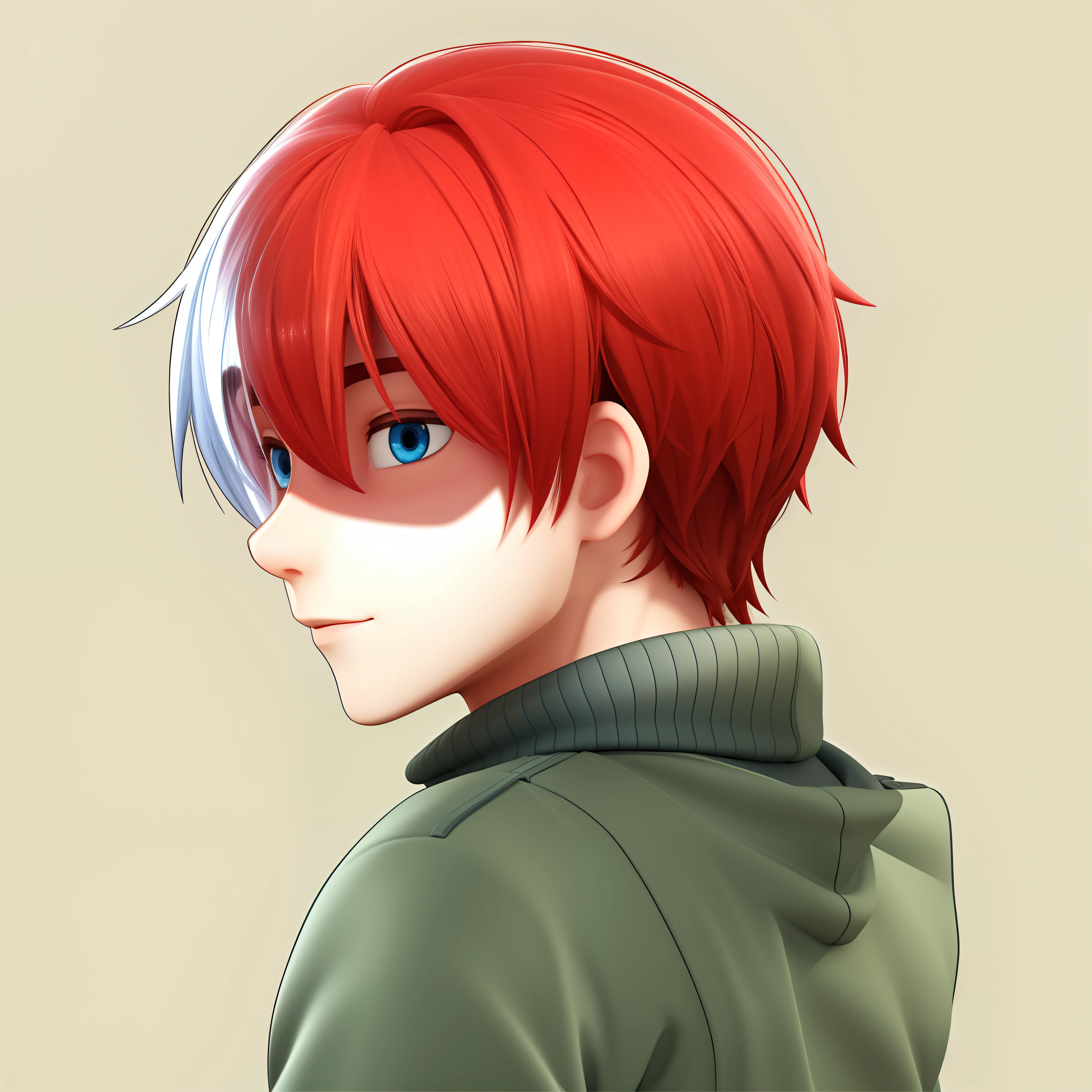 A young man of ,cute face, boxy face, and blue eyes, 3d cartoon