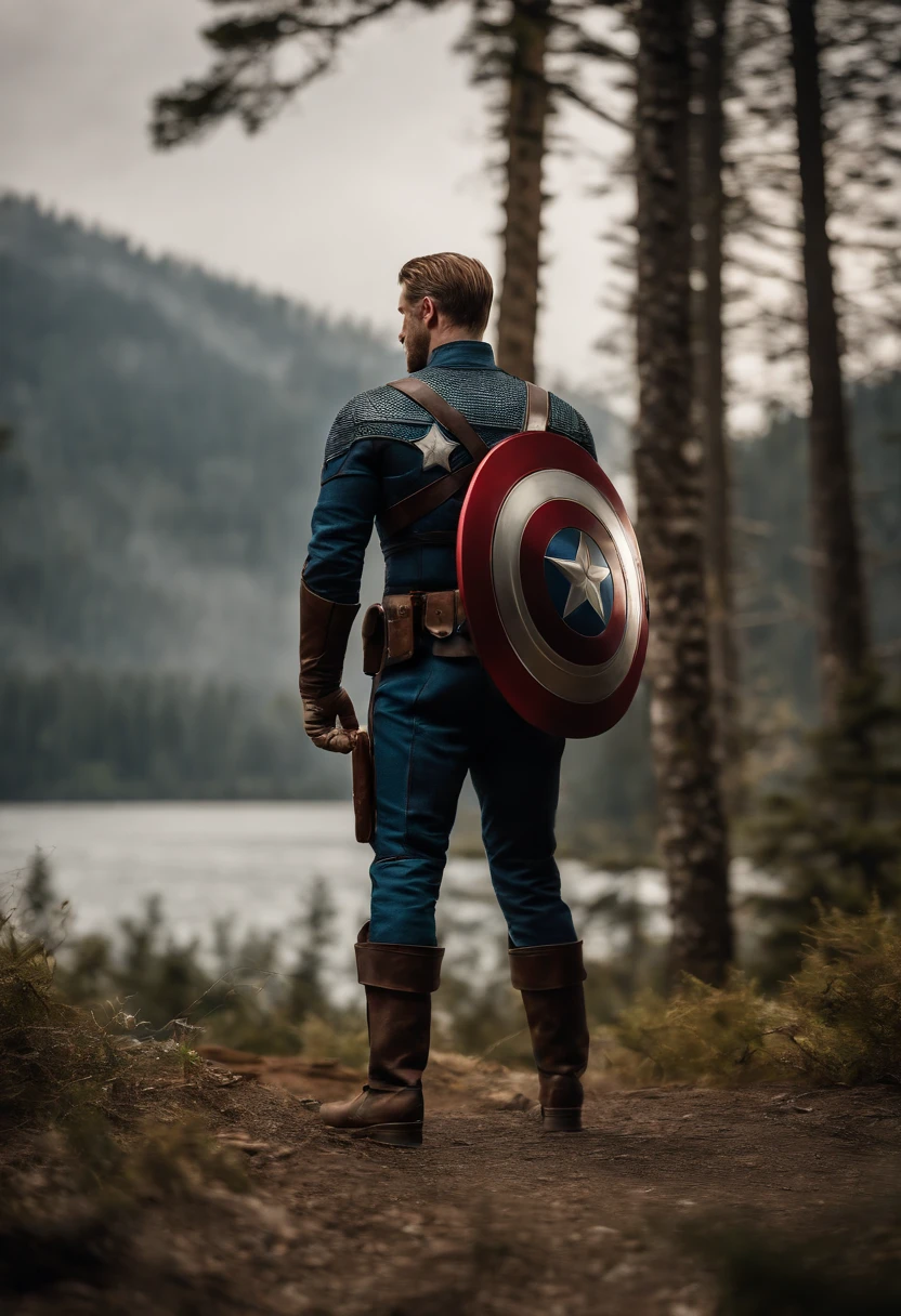 Captain America is on holiday in the mountains