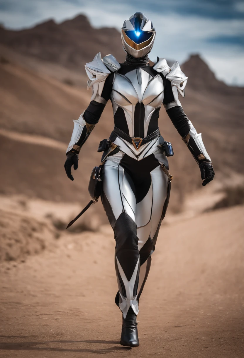 (Best Quality, hight resolution:1.2), Ultra-detailed, Realistic:1.37, Vibrant colors, Female Kamen Rider,Knightly motifs,The symbol is light,Hold your sword,holds a sword,Image color is white,krystal,Sentai Hero,Woman,Kamen Rider,Cover the entire face,Full Face Mask,Mask reminiscent of a knight,Biological bodysuits,Hero Suit,Lightly armed armor,Feminine body line,The image is bright,White light on space background,intergalactic,Deities々Right,Delicately drawn live-action wallpaper