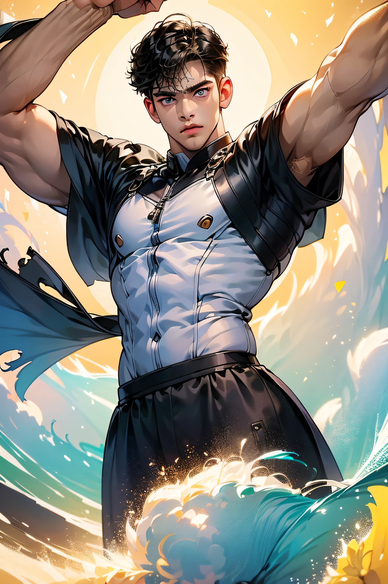 (tmasterpiece,超高分辨率,16k UHD,high qulity),low tune,(Handsome uncle:1.8), (Dregs:1.8), (Take a walk on the beach),Shirtless, swimming trunks,tmasterpiece,(with short white hair),Black eyes,ssmile, (White clip foot dragging), Seoul,(small heads),(sunglasses:1.8),Precise anatomy,Precise hand structure,White swimming briefs,Unity 16K wallpaper,concept-art,One guy,8K eyes,(((Mature male))),((largeeyes:1.3)),(extra very short hair),((1 American Bizo)),swim trunks,(photorealiscic face:1.8),broad shoulder,slips,Male 35