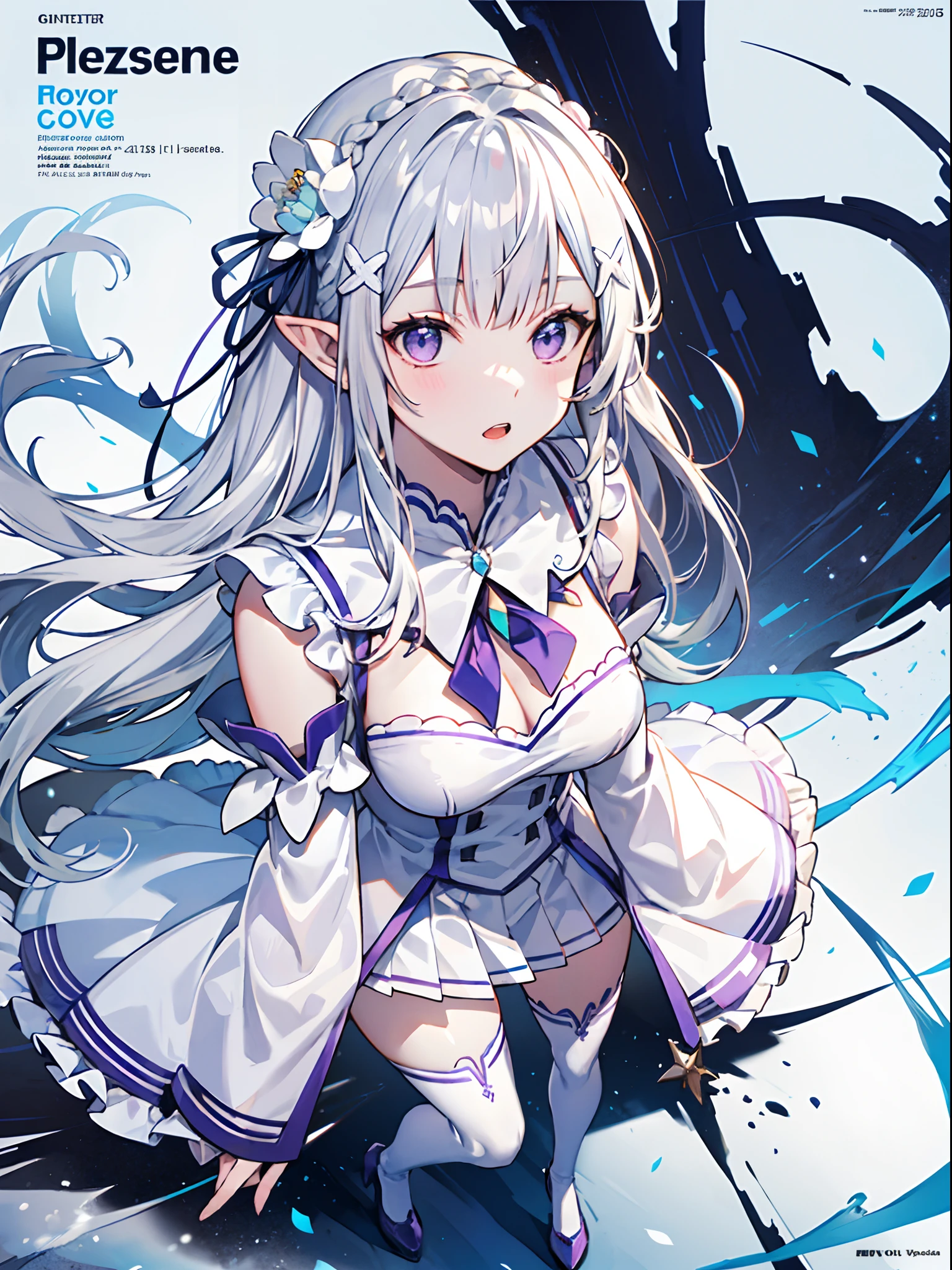 1 garota, Sozinho, shiro /(homem morto_Wonderland/), cabelo branco, olhos vermelhos, Obra de arte, melhor qualidade, high resolution, dynamic pose,  Cabelo muito comprido,