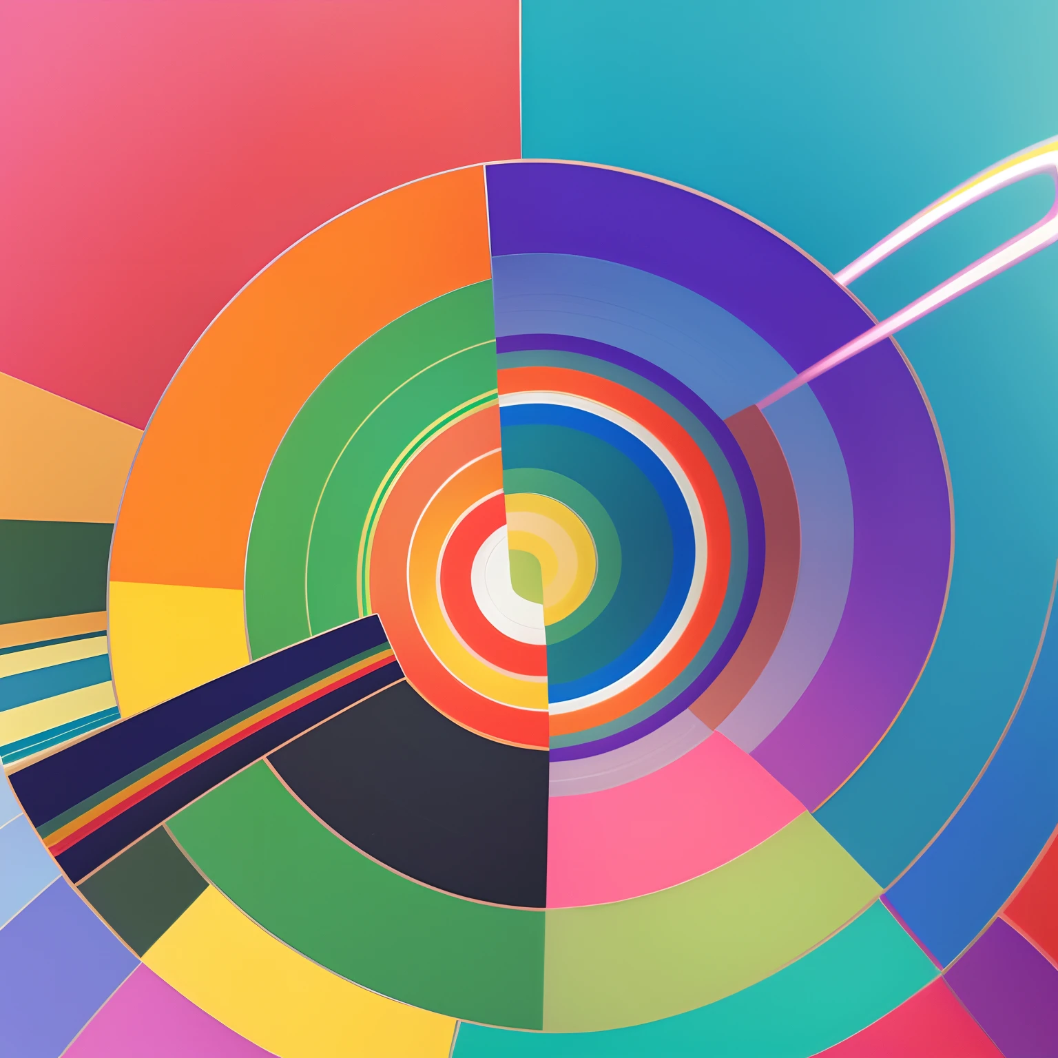 a closeup、Flat illustration、Geometric shapes、Colorful Rainbow 5、pop-art、Saturn