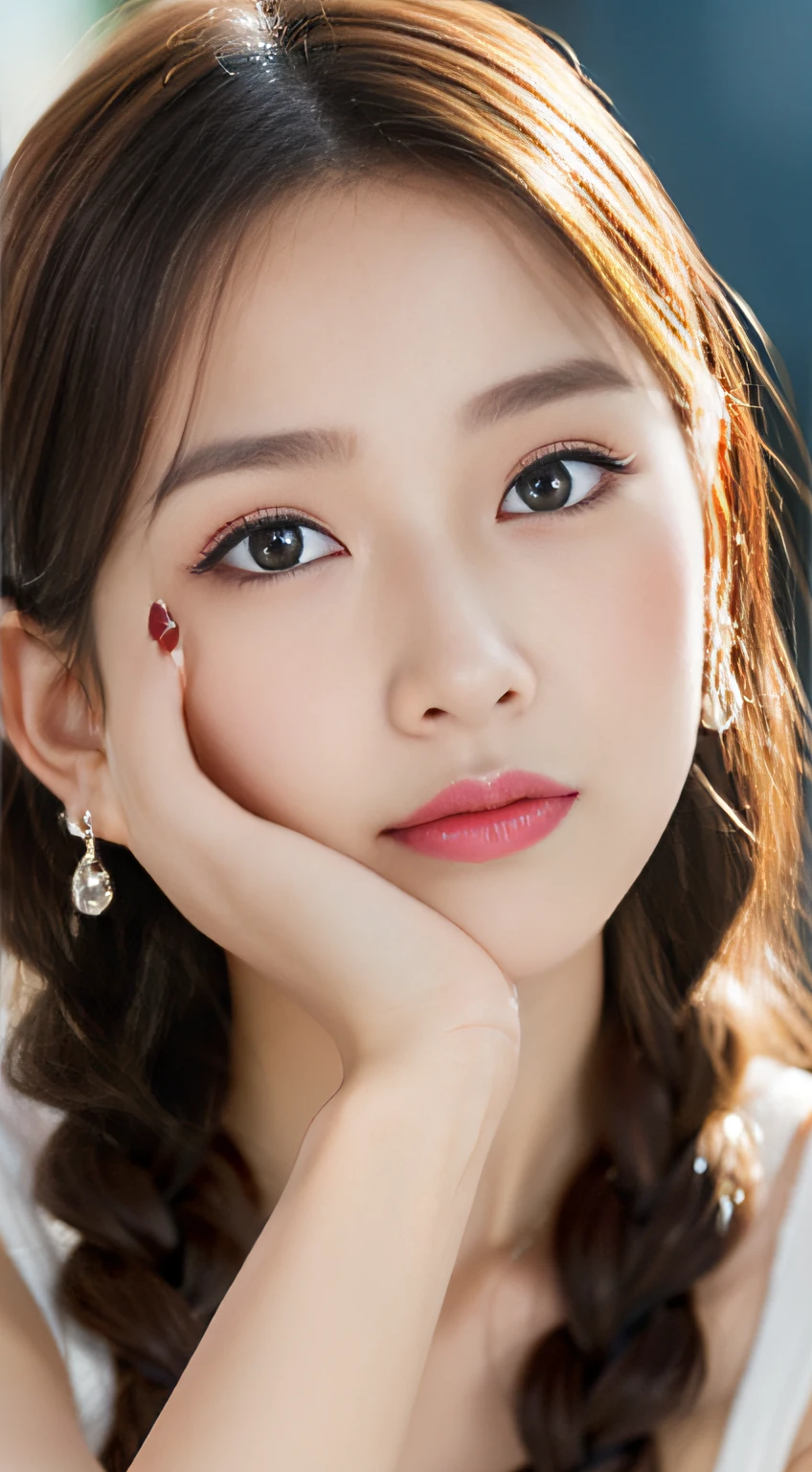 (((32K,very high res, high detailing, highly accurate,Masterpiece Girl 1))),Raw photo & realistic atmosphere,beautiful dark blue eyes,Detailed mouth,Glossy lips,Detailed eyebrows,Soft white skin that shines with every detail,,Eyes drawn in detail、Very beautiful eyes with azure eyes,Detailed lips、Very beautiful face,Very well-formed face、Lifelike face,shiny beautiful lips,Beautiful eyebrows,Infinite reality,Best design,(Insanely cute Japan 16-year-old girl,Healthy style,Beautiful shaped breasts with big breasts,Very cute beautiful girl,Little Girl:1.5),Best Natural Makeup,Japanese ido,Korean Idols,Young sensual idol,Japan Cheergirl,Korean Cheergirls,American Cheergirls,Moist eyes,Dark beautiful eyes,Beautiful butt,beauty legs,,camel's foot,,Skinny Fingers,Detailed beautiful legs:1.3),超A high resolution、,Natural and realistic face,Back lighting,Pure eyes are too cute,(((photorealisim))),Reality Live Action,(Fashionable earrings,,a necklace,A bracelet,gyuru,Glossy nail art:1.6),(Colorful cheergirl costume with high detailed design,Cheerful Cheergirl,17-year-old loli girl,light brown hair,Braided half-up,独奏,natural make up:1.7),(Show beautiful cheerley girl full body costume,squatting and opening legs,I'm cheering cheerfully,Packed match venue:1.8)