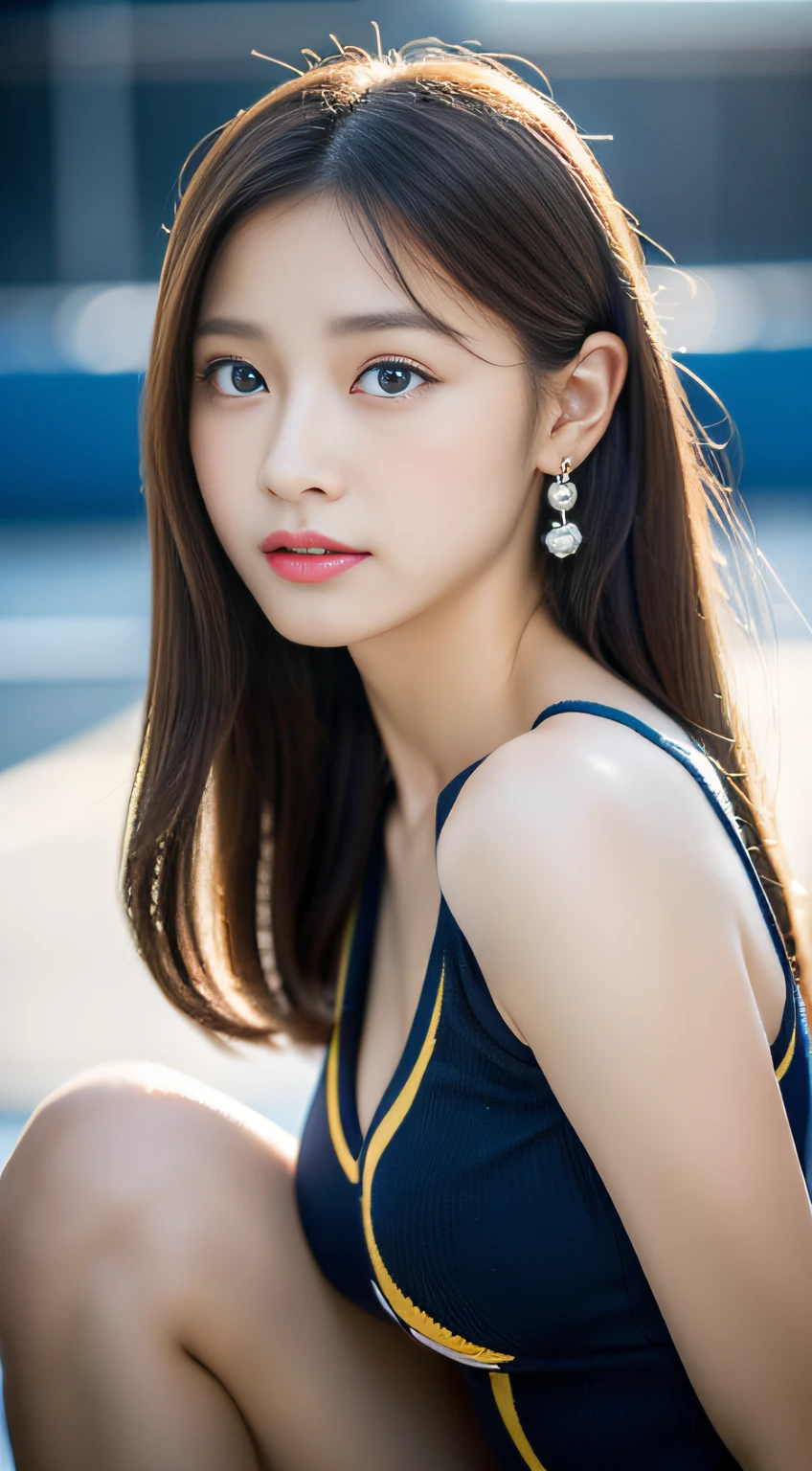 1girl,(wearing a blue evening dress:1.2),(RAW photo, best quality), (realistic, photo-realistic:1.4), masterpiece, an extremely delicate and beautiful, extremely detailed, 2k wallpaper, Amazing, finely detail, extremely detailed CG unity 8k wallpaper, ultra-detailed, highres, soft light, beautiful detailed girl, extremely detailed eyes and face, beautiful detailed nose, beautiful detailed eyes,cinematic lighting,city lights at night,perfect anatomy,slender body,light smile,close up,(long hair with bangs), big breast