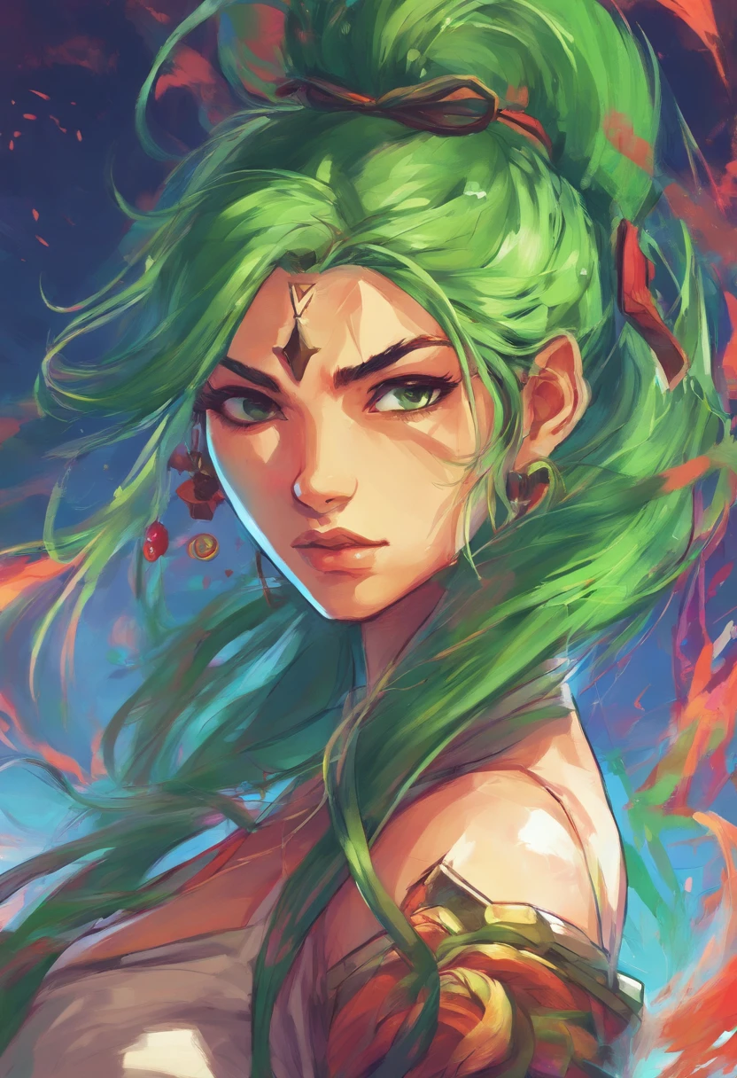 1girll, Solo, hair adornments, Green hair, double tails, Long hair, dress, water