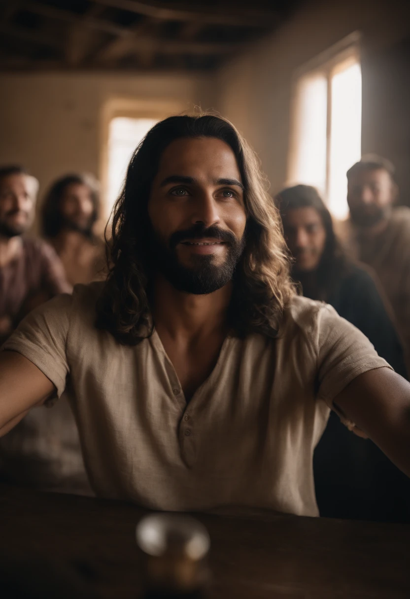 Retrato de um pai, Jesus tirando selfie com seus discipulos