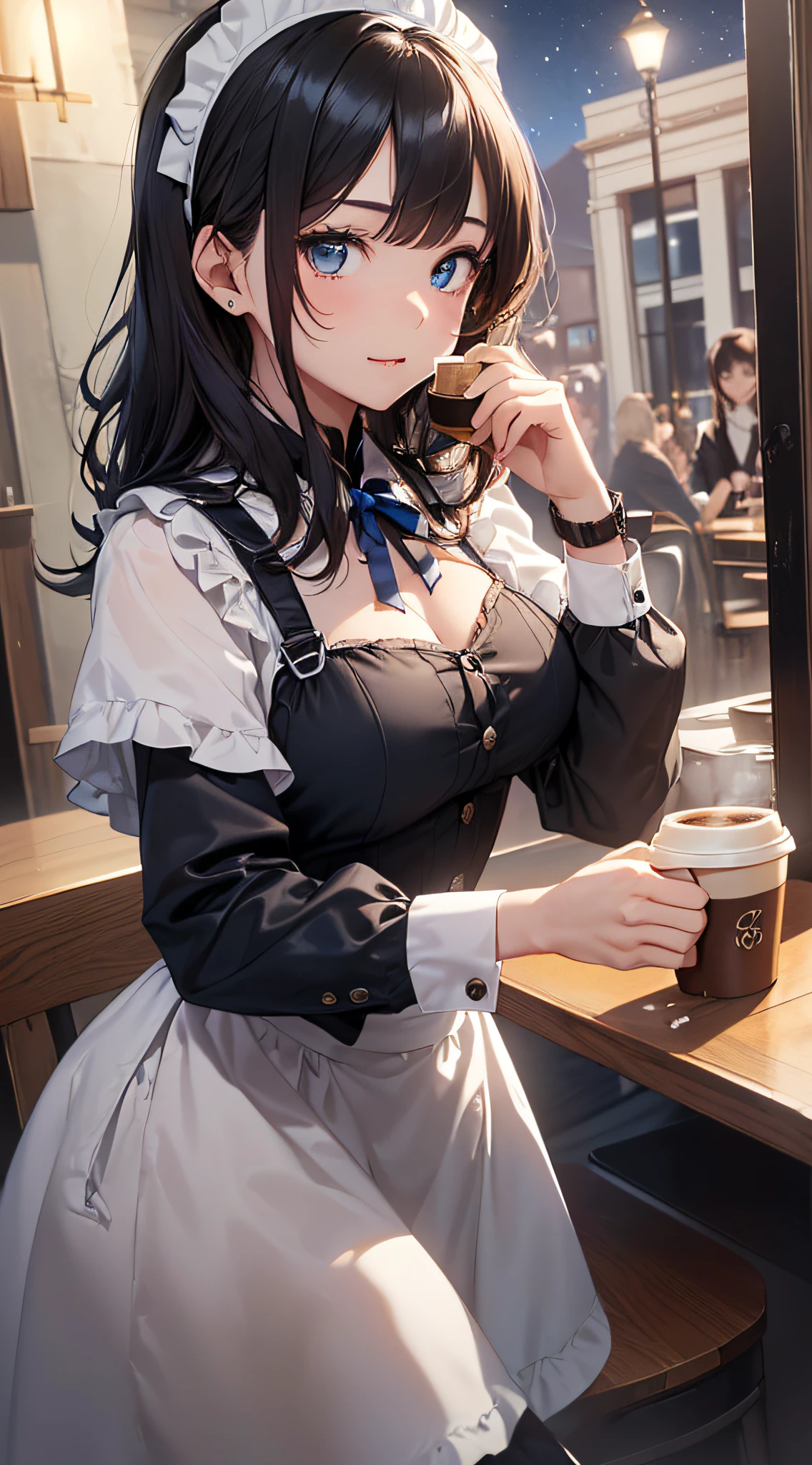 (looking down on the audience:1.3),(from side:0.9), ((Face)), (Close-Up:0.4), (( eat a cake and have a coffee)),highest quality、(real、photorealistic:1.4),(ultra high resolution, 8K RAW photo, clear focus), best qualtiy, natural lighting, field depth, (Bright pupils, detailed beautiful eyes, high detailed face), Red lip, (tight focus:1.2, from below:1.2), sexy posing, erotic cute,cooking Research Institutes(beautiful and luxurious:1.2),(double breasted:1.0,under bust:1.0), gap between buttons,(((corset belt))),(((high waist skirt,))) seductive weak smiling,(with sparkling eyes and a contagious smile),open mouth, Looking at Viewer,