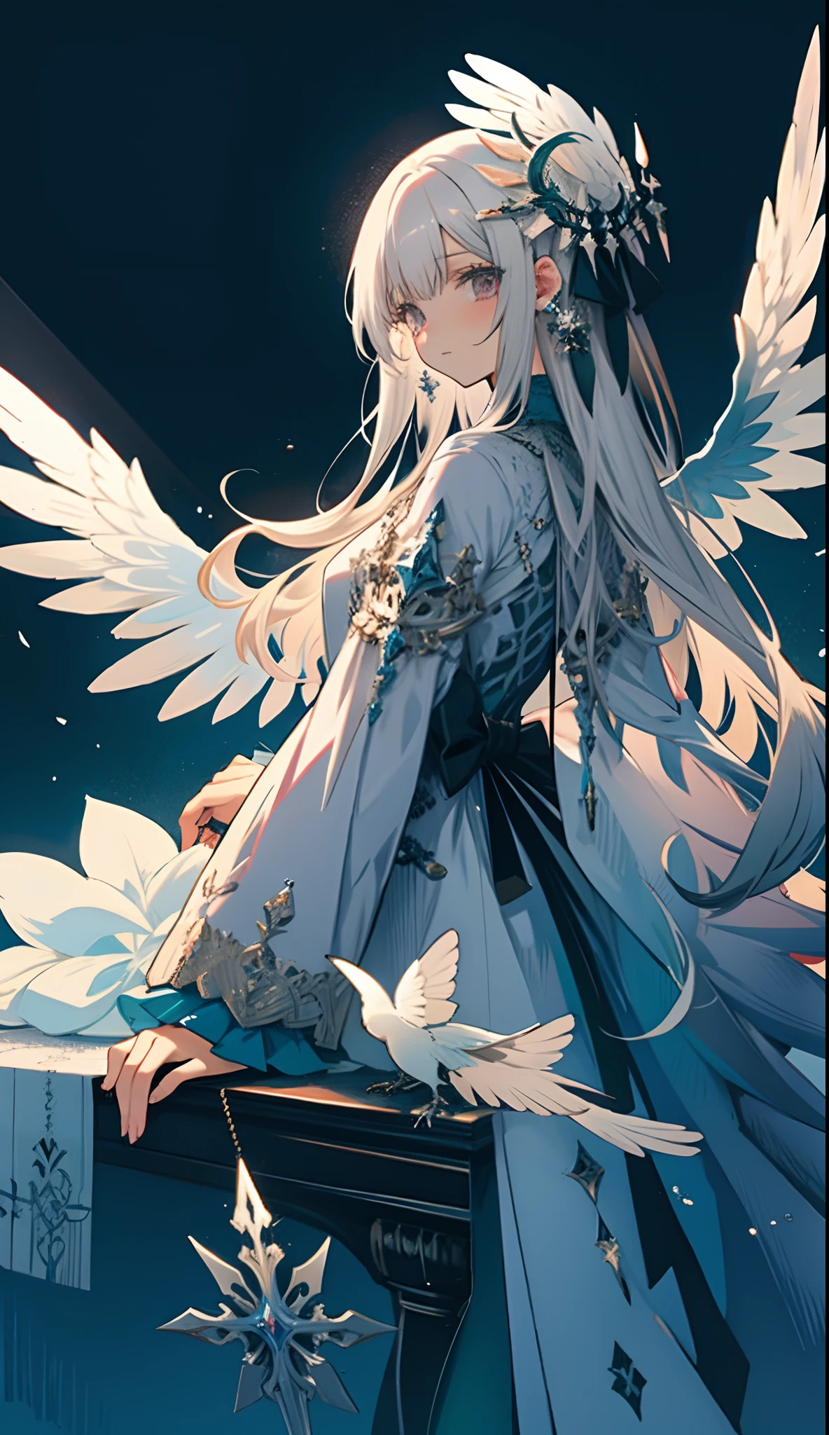 White-haired eight-winged angel