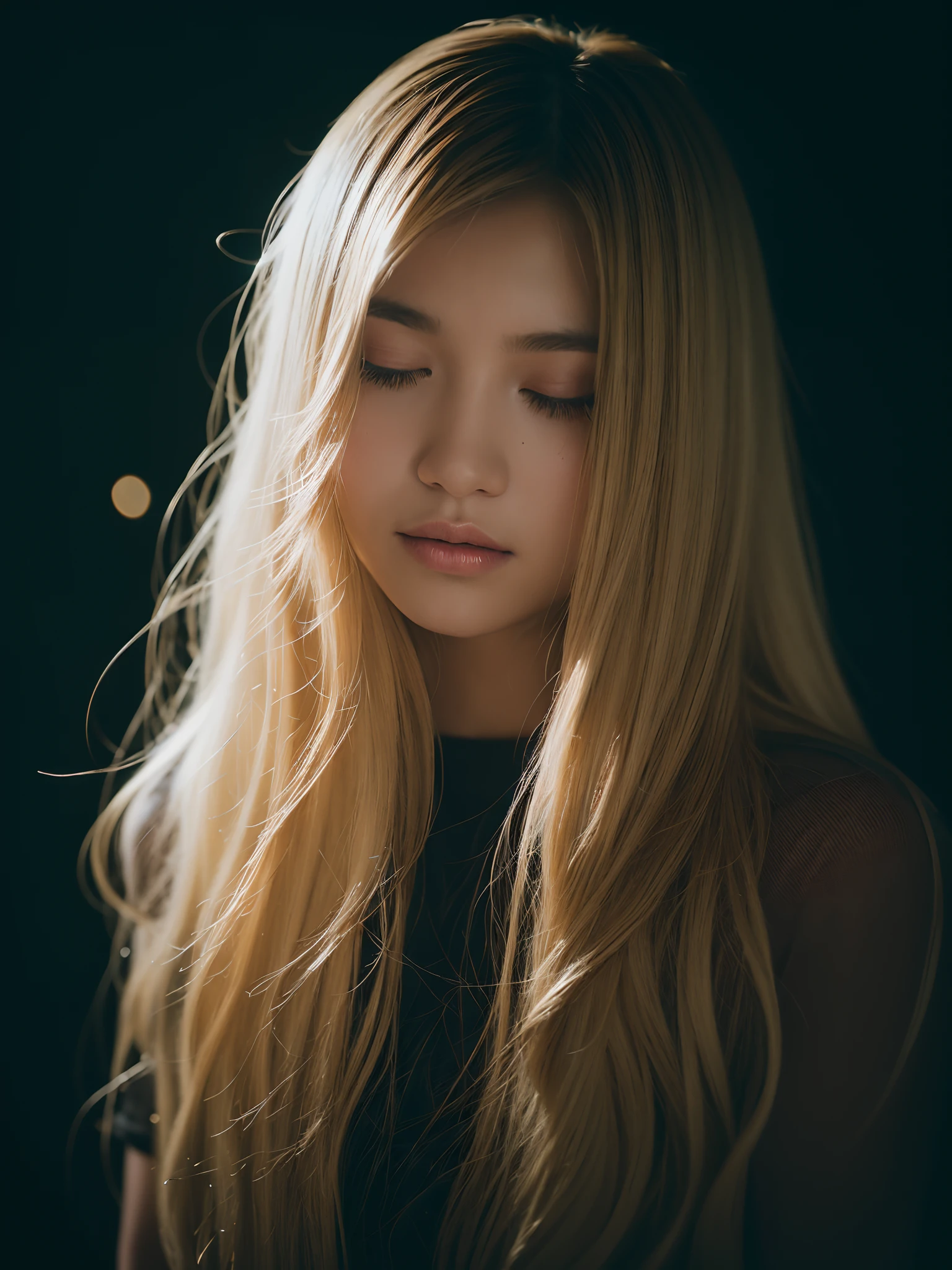 streaked hair, gradient hair, chiaroscuro, depth of field, cinematic lighting, film grain, Fujicolor, UHD, super detail, ccurate, masterpiece, award winning, best quality, anatomically correct, realstic, fairy sleeping in the metro sequins fireflies