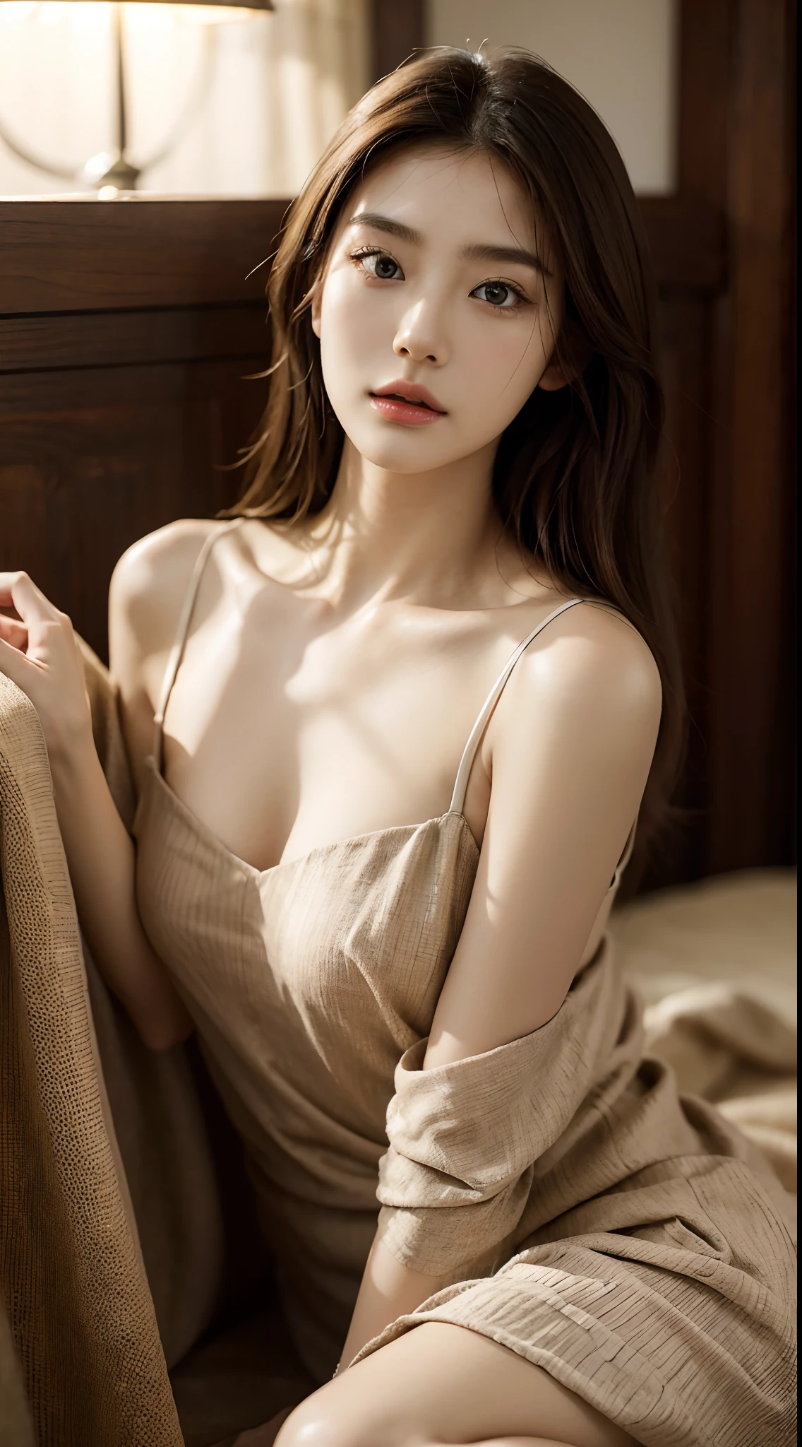 Best quality, Realistic, Photorealistic, extremely detaile, An extremely delicate and beautiful, RAW photo, 4K,8K,Professional lighting, Dynamic lighting, light in face, Depth of field, solofocus, Upper body photo, Japanese and Korean beauties，South Korean beauties，A 20-year-old female, Brown hair, Brown eyes, Teethless，Fashion girl, Beautiful eyes, Large breasts，perfect boobs，Real face, Real skin, Realistic face, Realistic skin, Detailed eyes, Detailed facial features, detailed clothes features,Translucent clothes，(fashionable attire:1.3), (fashion hair: 1.3) dynamicposes,Detailed face and breasts, (PureErosFace),