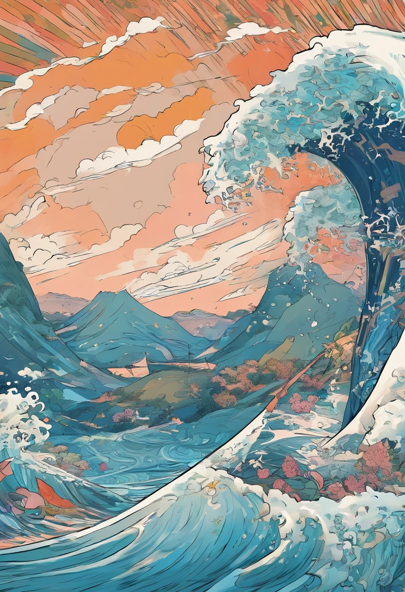 ukiyo-style，Lots of waves