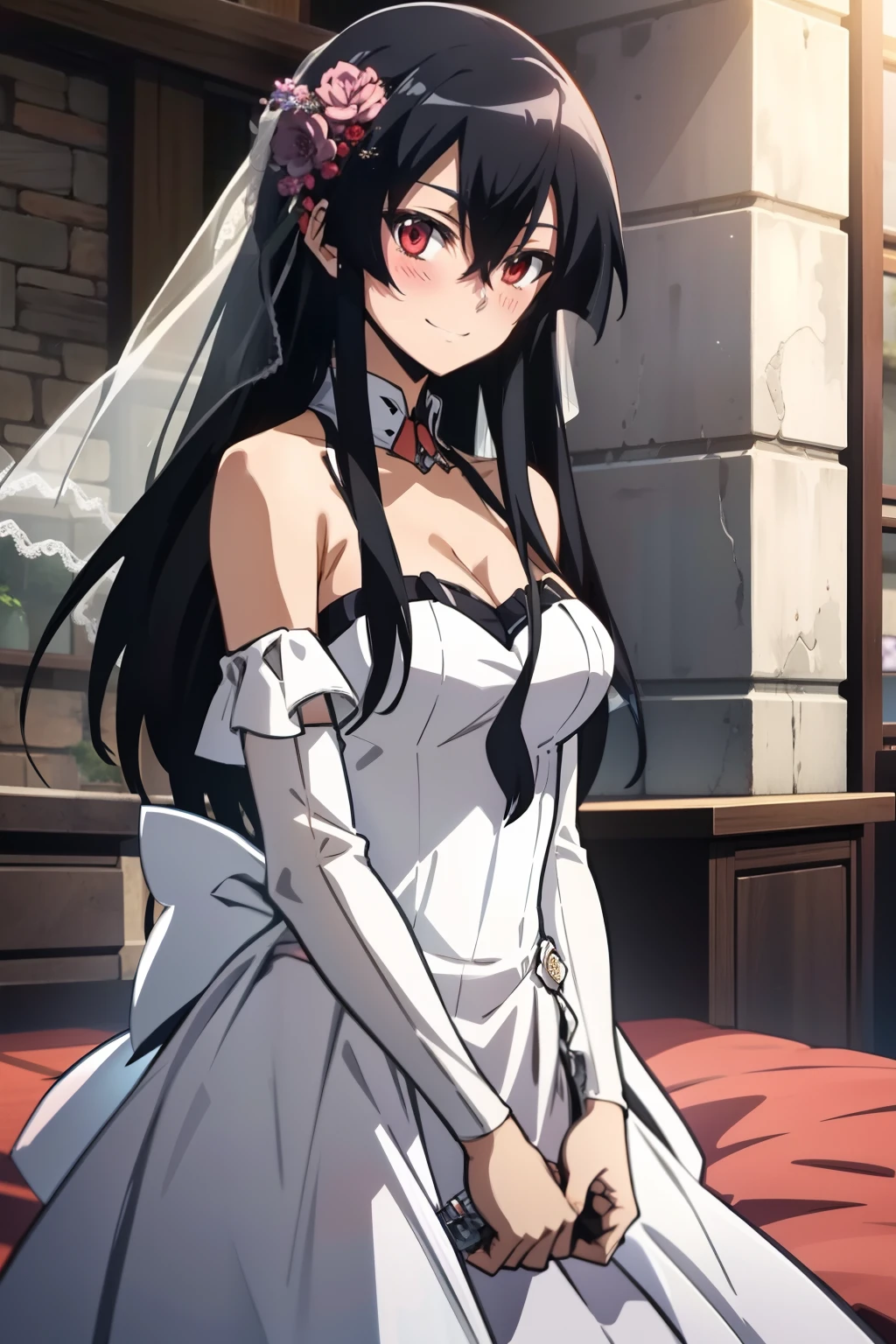 wedding veil、wedding dress、Brown Hair、smile、solo girl、Thighs、restrained by tentacles、Leg spread、SEX and tentacle、flesh wall、Mucueat wall、Being lifted by tentacles、woman on top、vaginale,sex、garter belt、skirt