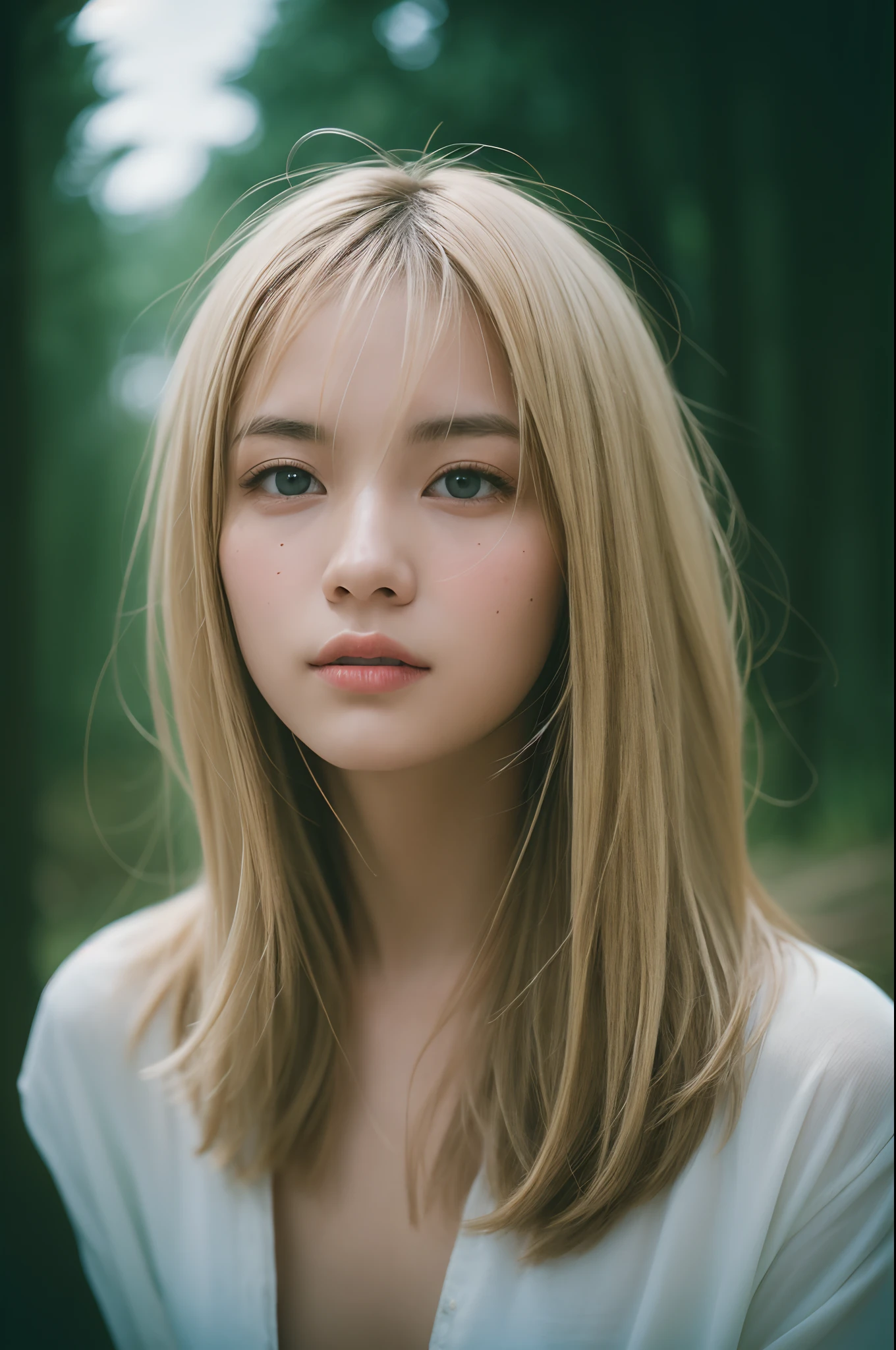 streaked hair, gradient hair, chiaroscuro, depth of field, cinematic lighting, film grain, Fujicolor, UHD, super detail, ccurate, masterpiece, award winning, best quality, anatomically correct, realstic, ,masterpiece,(best quality:1.3),ultra high res,raw photo,detailed skin,style: realistic pictures, 1girl,chilly nature documentary film photography,snow mountain environment,natural light,a clear face,minor acne,