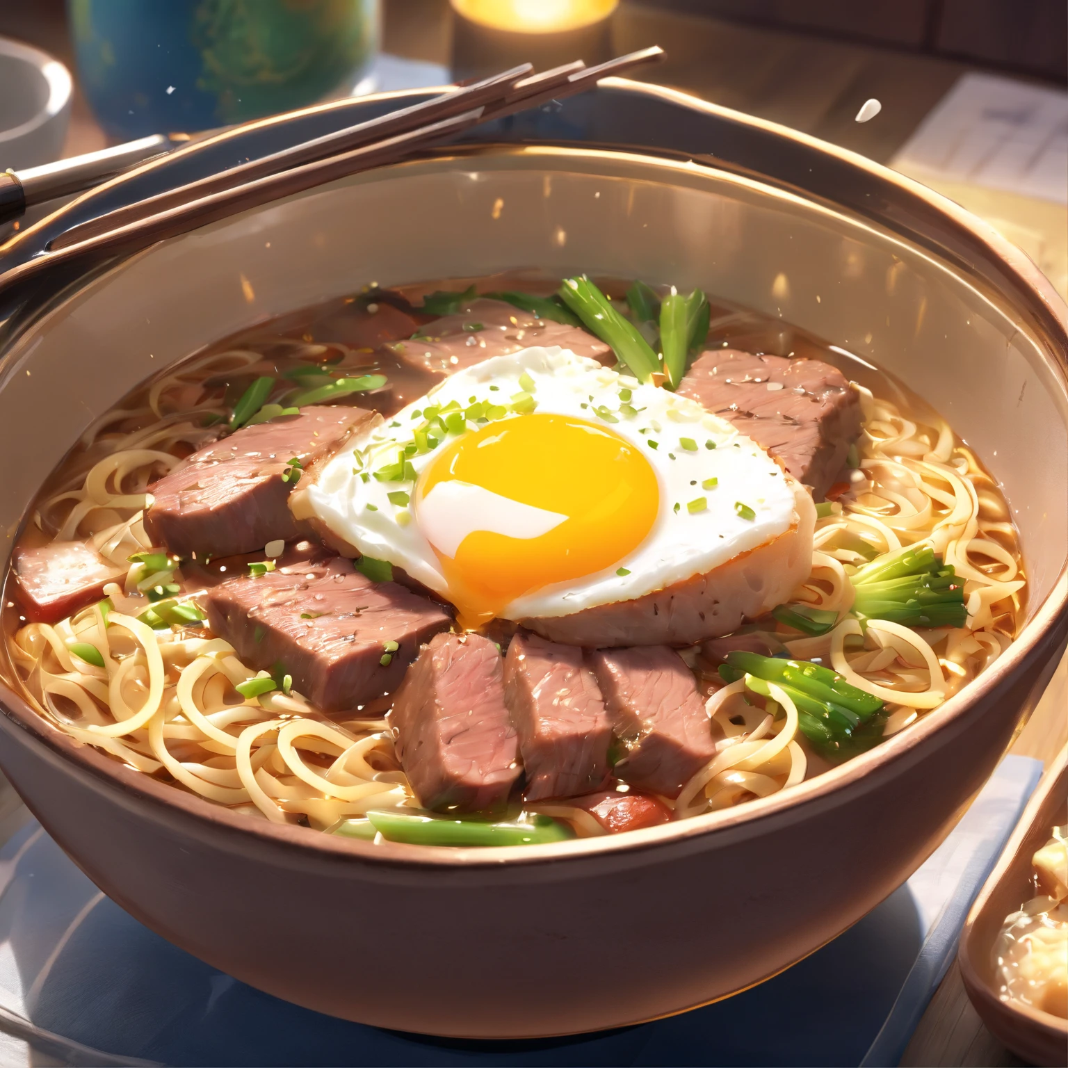 A bowl of beef noodles,Fresh vegetables,The poached egg aroma is overflowing,The brown shells are delicious,It was delicious,Pepper has a strong flavor,The yellow bamboo shoots are crispy and delicious,The fungus has a delicate taste,The final taste of tofu is great,High detail, Ultra detail, complexdetails, finedetail, Ultra detail super-detailing, Cinematic, Surrealistic soft light, Studio lighting, diffused soft lighting, Shallow depth of field, Sharp focus bokeh, Ray tracing, Subsurface scattering, Diffuse reflections illuminate ultra-detail, (Complexity, detail, Ultra detail super-detailing), Cinematic, Hyperrealistic