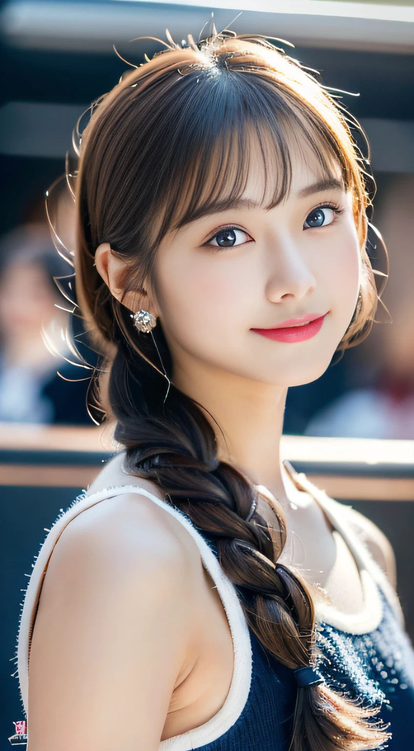 (((32K,very high res, high detailing, highly accurate,Masterpiece Girl 1))),Raw photo & realistic atmosphere,beautiful dark blue eyes,Detailed mouth,Glossy lips,Detailed eyebrows,Soft white skin that shines with every detail,,Eyes drawn in detail、Very beautiful eyes with azure eyes,Detailed lips、Very beautiful face,Very well-formed face、Lifelike face,shiny beautiful lips,Beautiful eyebrows,Infinite reality,Best design,(Insanely cute Japan 16-year-old girl,Healthy style,Beautiful breasts with big breasts,Very cute beautiful girl,Little Girl:1.5),Best Natural Makeup,Japanese ido,Korean Idols,Japan Cheer Girl,Korean Cheergirls,Moist eyes,Dark beautiful eyes,Beautiful butt,beauty legs,,camel's foot,,Skinny Fingers,Detailed beautiful legs:1.3),超A high resolution、,Natural and realistic face,Back lighting,Pure eyes are too cute,(((photorealisim))),Reality Live Action,(Simple piercing,Glossy nail art:1.6),(Colorful cheergirl costume with high detail design,Cheerful Cheergirl,17-year-old loli girl,light brown hair,Braided half-up,独奏,natural make up:1.7),(Beautiful cheerful girl full body costume display,squatting and opening legs,I'm cheering for you cheerfully,Packed match venues,Photograph the whole body,Shooting from medium distances:1.8)