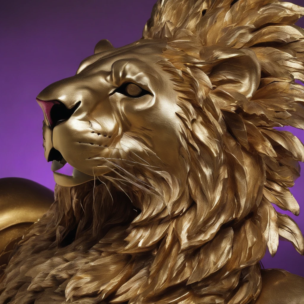 Lion 32K（tmasterpiece，k hd，hyper HD，32K）Long flowing bright purple hair，blood pond，zydink， a color，Grumpy tavern （Post-halo）， （Linen scarf）， Combat posture， looking at the ground， long whitr hair， Floating bright purple， Fire cloud pattern gold tiara， Chinese long-sleeved gold silk burgundy garment， pub（Abstract metaverse splash：1.2）