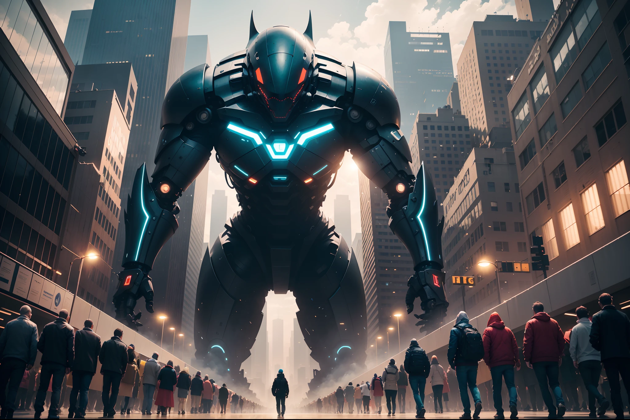 (Best quality,4K,8K,A high resolution,Masterpiece:1.2),Ultra-detailed,Realistic,Photorealistic:1.37,Cityscape,Futuristic,Mechanical sharks,cyborg people,Dominance,power,Overlooking,Metallic,Imposing,skyscrapper,Advanced technology,Advanced robotics,Artificial intelligence,glimmering,High-tech,Streets,Illuminated,during night,Giant mechanical shark,Wireframe construction,SleekDesign,urban metropolis,thriving,flourishing,Advanced transportation system,Suspension car,Flying vehicles,glowing neon lights,Vibrant colors,Contrast,Shadows,beam of light,Strong presence,Awe-inspiring,bold architecture,big buildings,Crowded,Controlled chaos,bustling classroom,metalictexture,Precision craftsmanship,Sharp edges,Modern miracle,Industrial Revolution,Protruding monorail,futuristic fashion,High energy,exhilarated,Impressive scale,Impressive complexity,Artistic beauty,Spectacular views,magnifica,Technological progress,evolution,progress,nonrealistic,Unbelievable,Imaginative,unparalleled,Unforgettable.