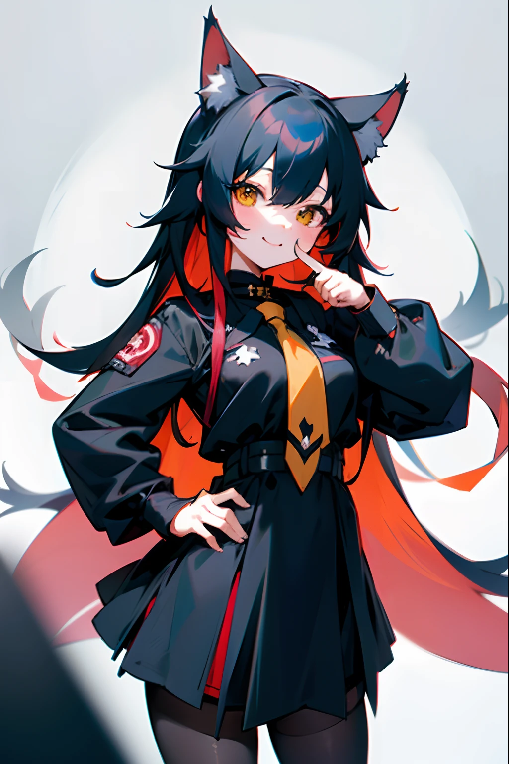 anime girl with horns and a black dress posing for a picture, a character portrait by Shitao, pixiv, furry art, from girls frontline, seductive anime girl, guweiz on pixiv artstation, anime girl with cat ears, guweiz, white cat girl, with index finger, cute anime catgirl, beautiful anime catgirl