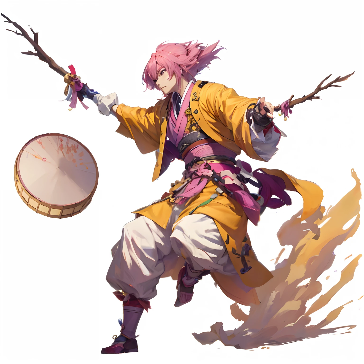 Anime character with pink hair and drum, zhongli from genshin impact, keqing from genshin impact, genshin impact character, jrpg character art, tsukasa dokite, jrpg character, Lung-hsien, rpg character, a human bard, fighting game character, yakisugi, rpg character art, ( ( character concept art ) )