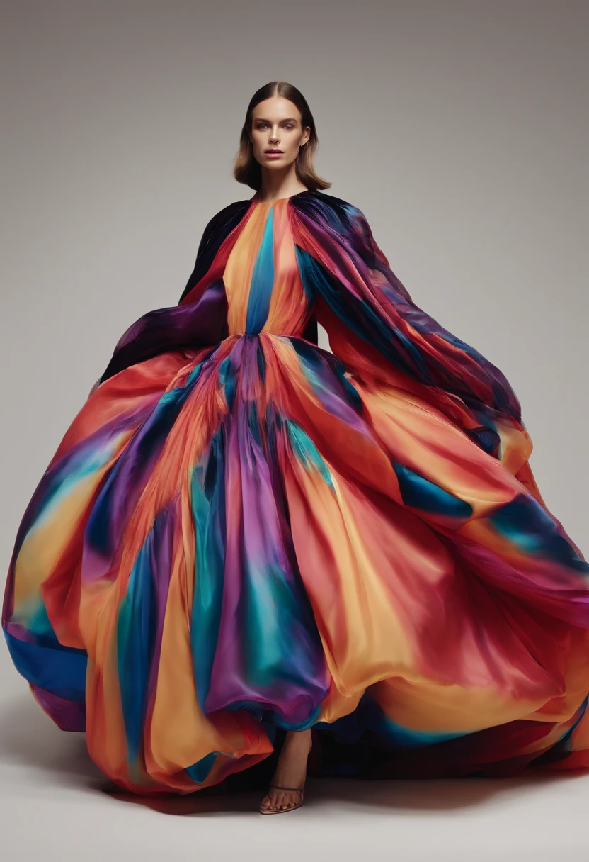 Stunning woman in oversized bubble Balenciaga dress