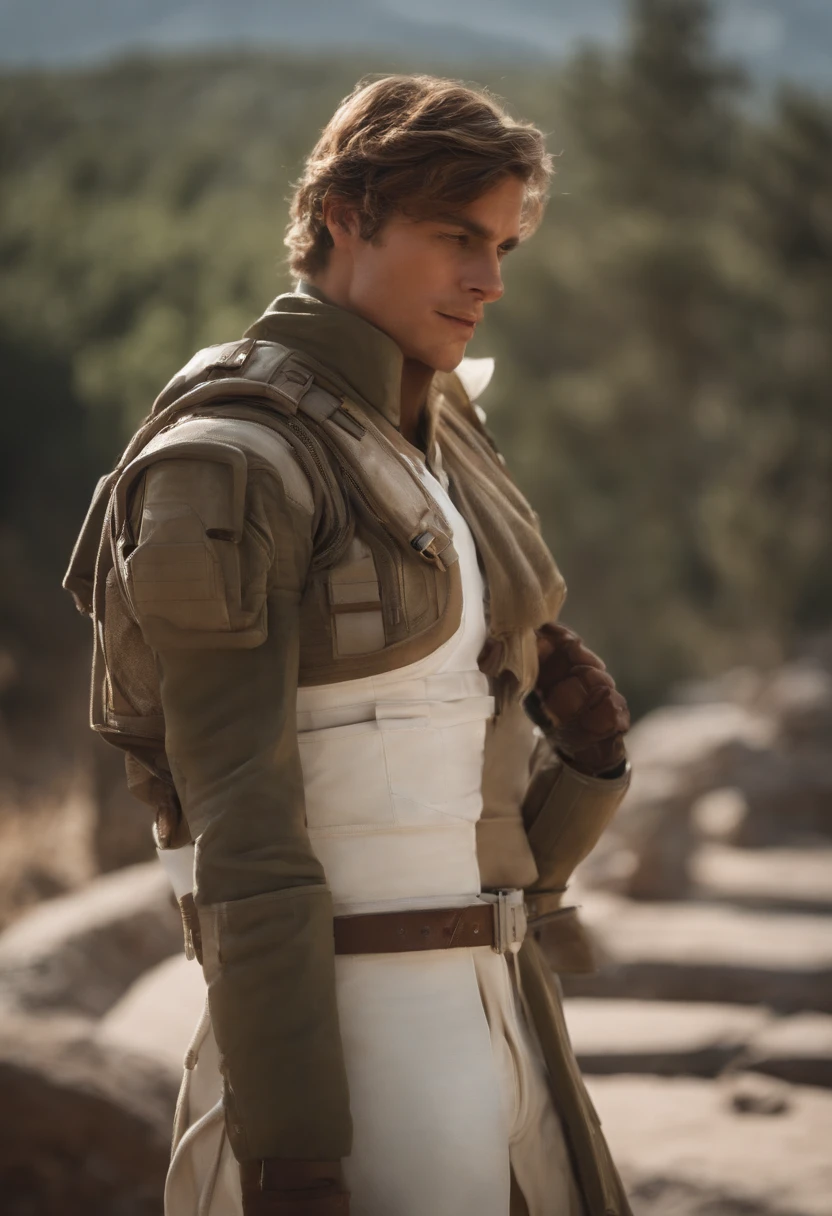 Centrado perfecto, Lindo soldado imperial, star wars, Use una chaqueta del equipo estudiantil, usar gafas de sol, Usar auriculares, cheerfulness, standing up position, Belleza abstracta, centrado, Looking at the camera, in front of camera, nearing perfection, dynamic, Altamente detallado, Suave, foco nítido, 8k, high-definition resolution, 插圖, arte de Carne Griffiths y Wadim Kashin, fondo blanco
