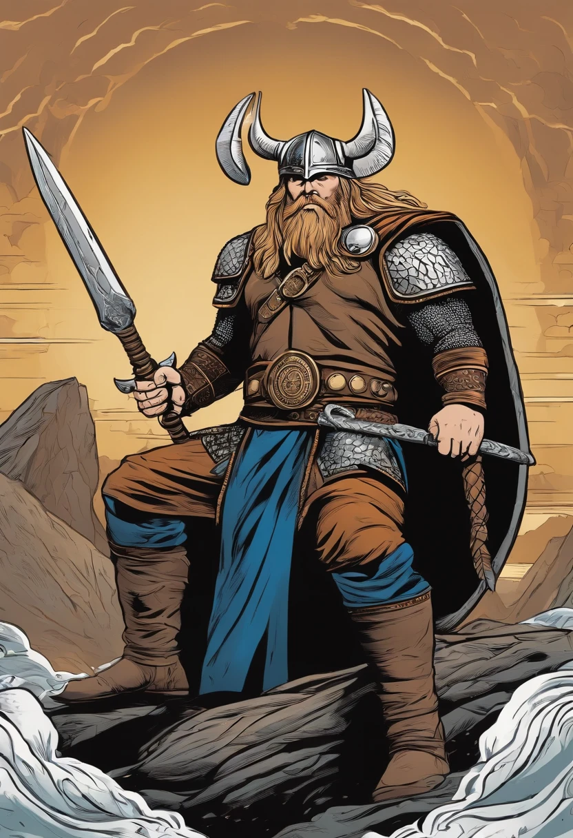 Viking Forte, beber uma cerveja, corpo inteiro, Comic book style, vetor, Inspirado em Thor, sem fundo, carismatic, corpo inteiro