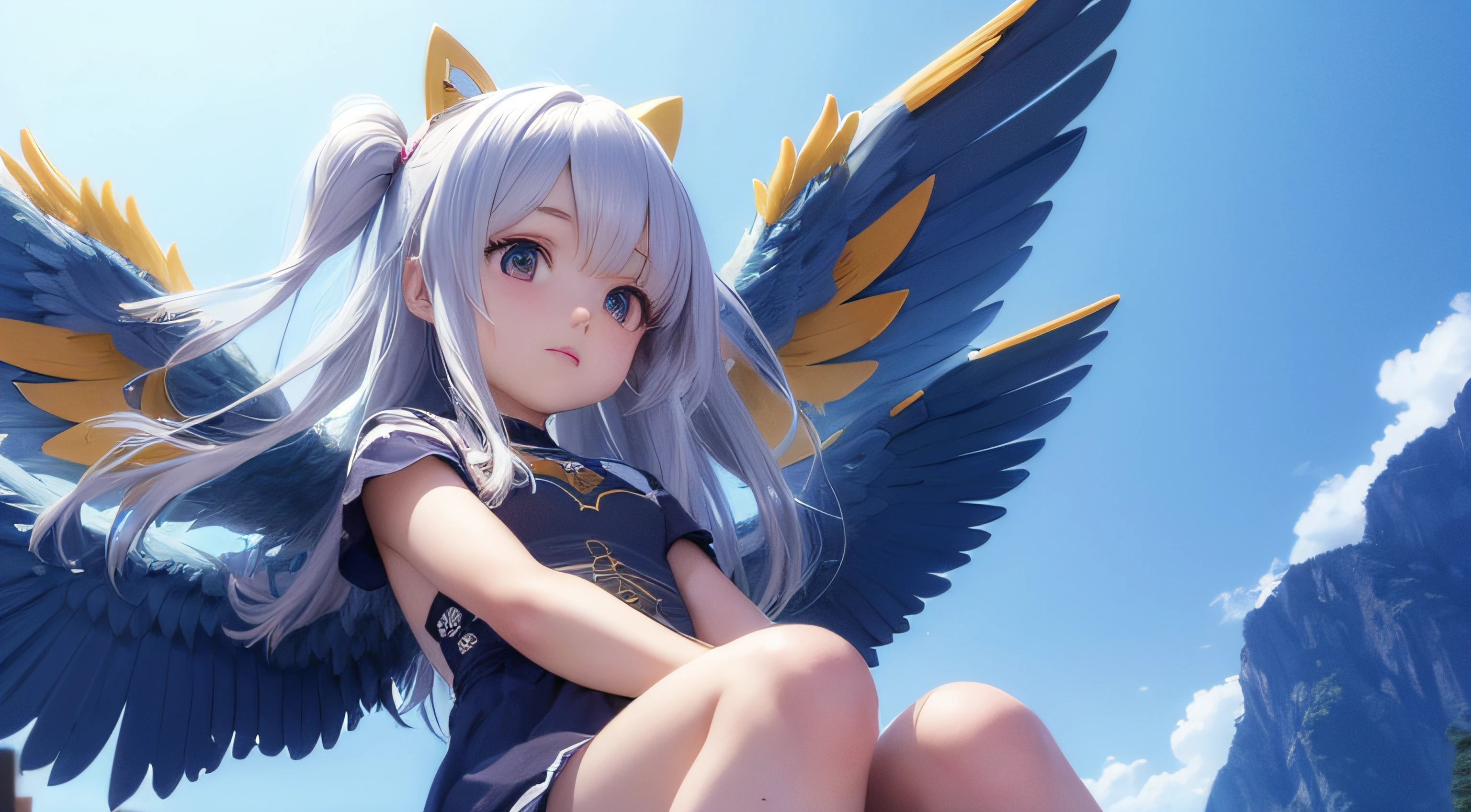 (obra prima) (ultrarrealista | | | | | | | | |) anime anjo, digimon, flying in sky